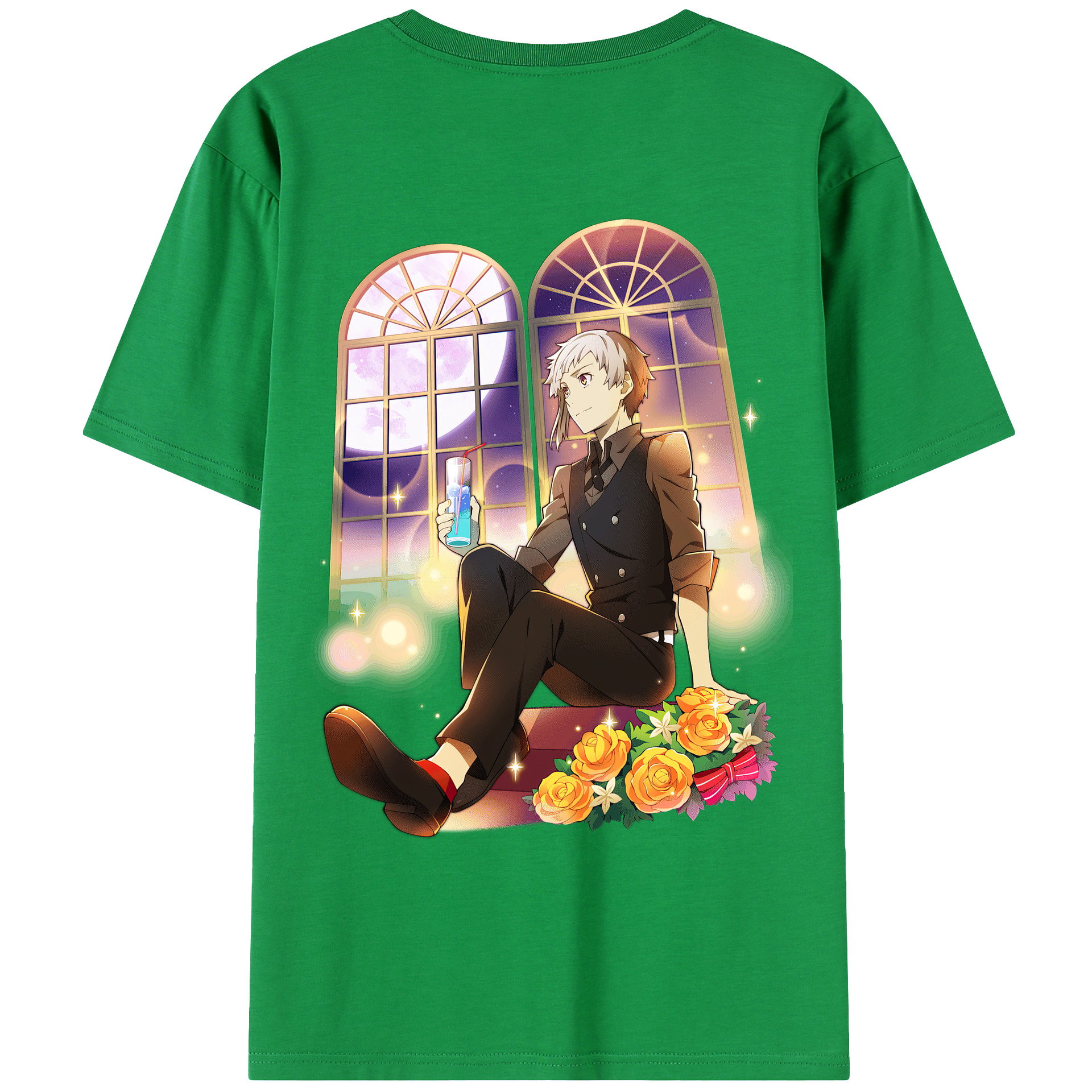 （画像用） 文豪ストレイドッグス Bungo Stray Dogs 綿100％ メンズ半袖Tシャツ（バックプリント） 通気性