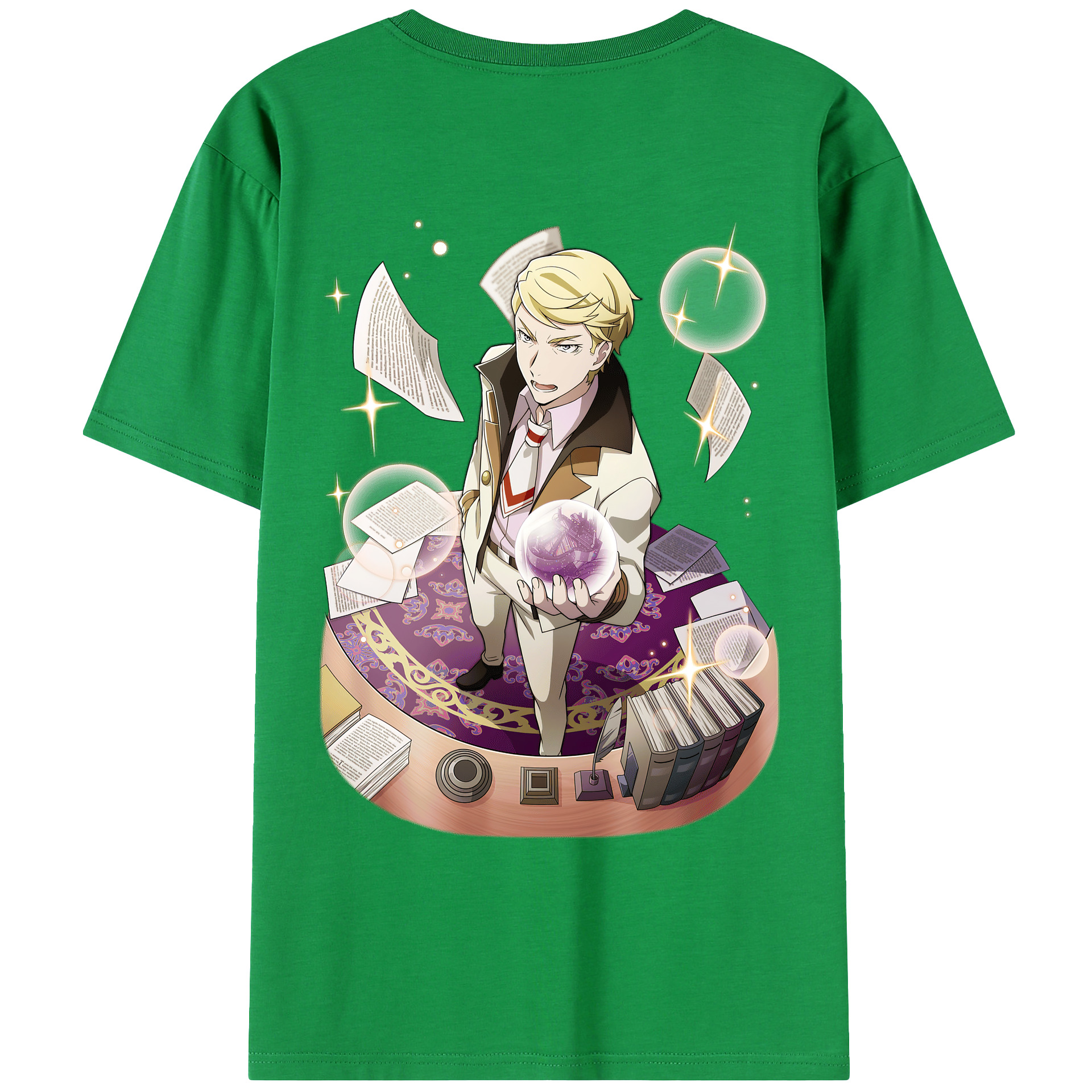（画像用） 文豪ストレイドッグス Bungo Stray Dogs 綿100％ メンズ半袖Tシャツ（バックプリント） 通気性