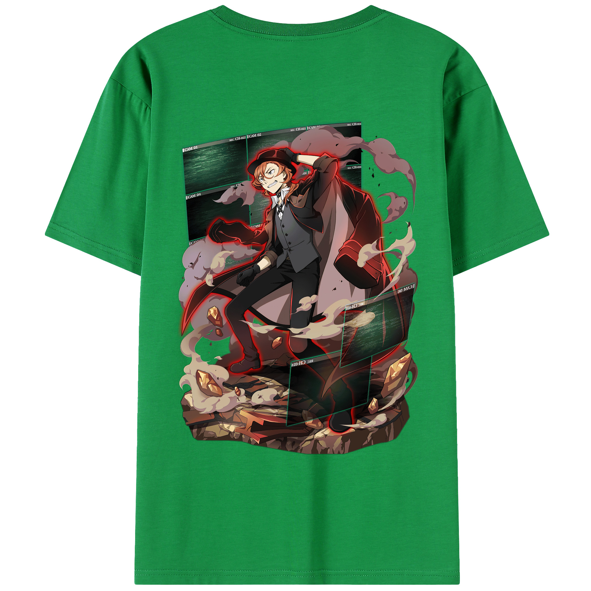 （画像用） 文豪ストレイドッグス Bungo Stray Dogs 綿100％ メンズ半袖Tシャツ（バックプリント） 通気性