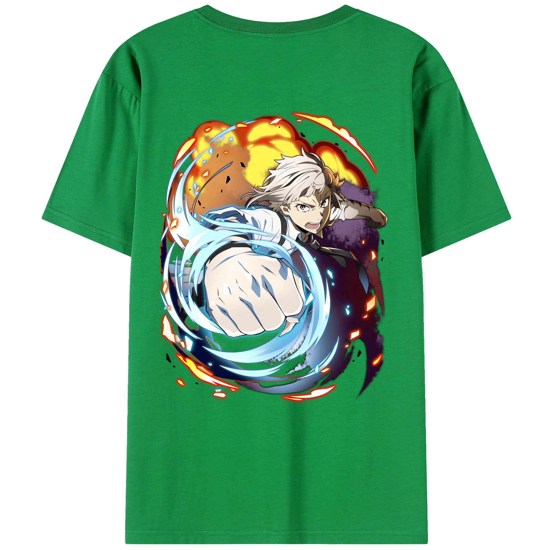 （画像用） 文豪ストレイドッグス Bungo Stray Dogs 綿100％ メンズ半袖Tシャツ（バックプリント） 通気性