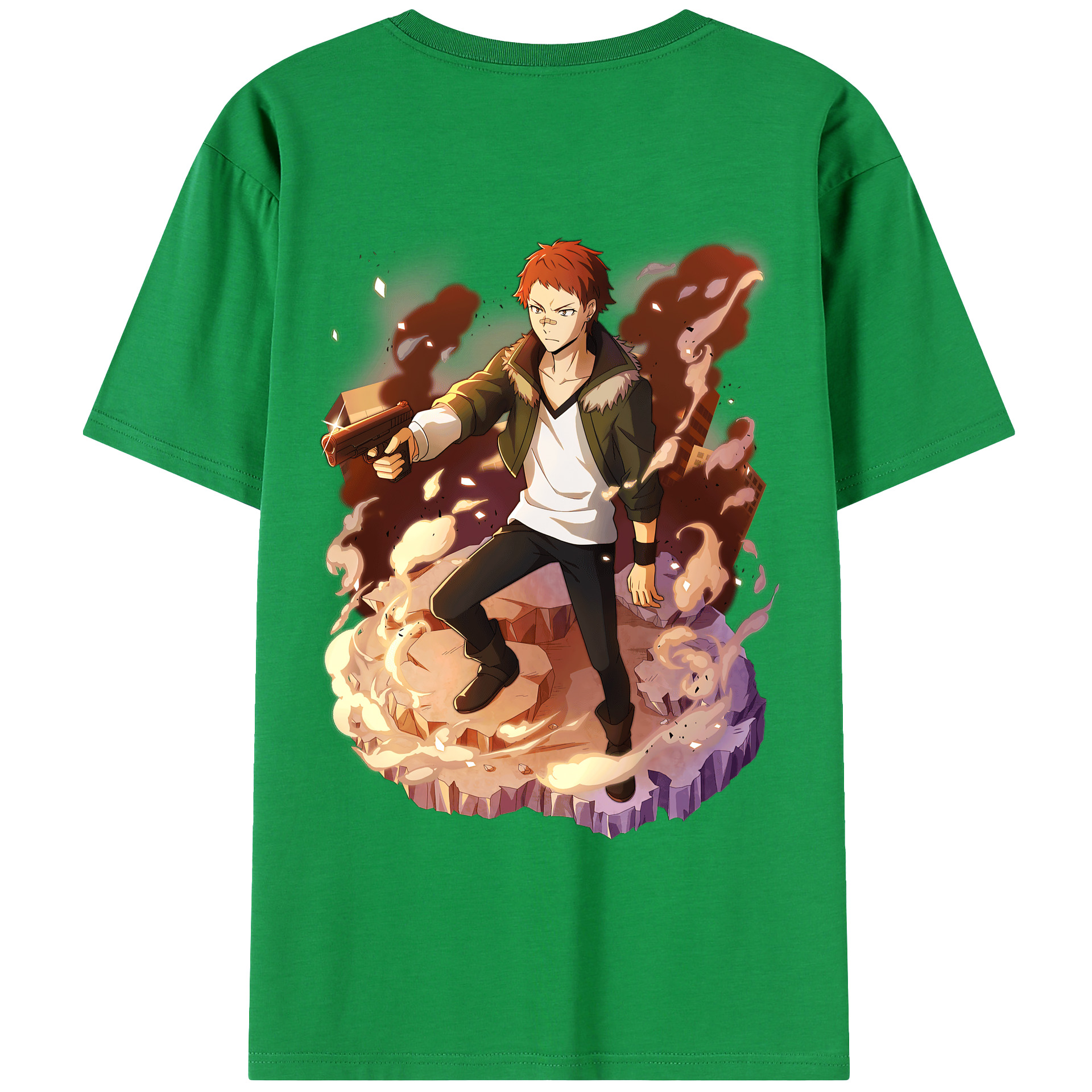 （画像用） 文豪ストレイドッグス Bungo Stray Dogs 綿100％ メンズ半袖Tシャツ（バックプリント） 通気性