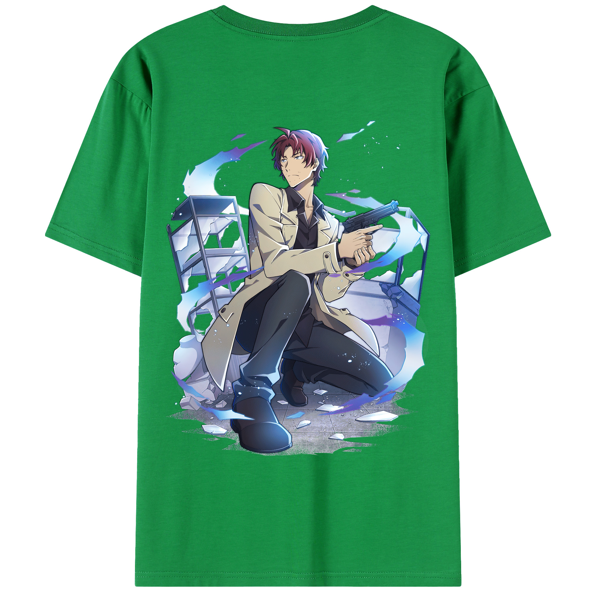 （画像用） 文豪ストレイドッグス Bungo Stray Dogs 綿100％ メンズ半袖Tシャツ（バックプリント） 通気性