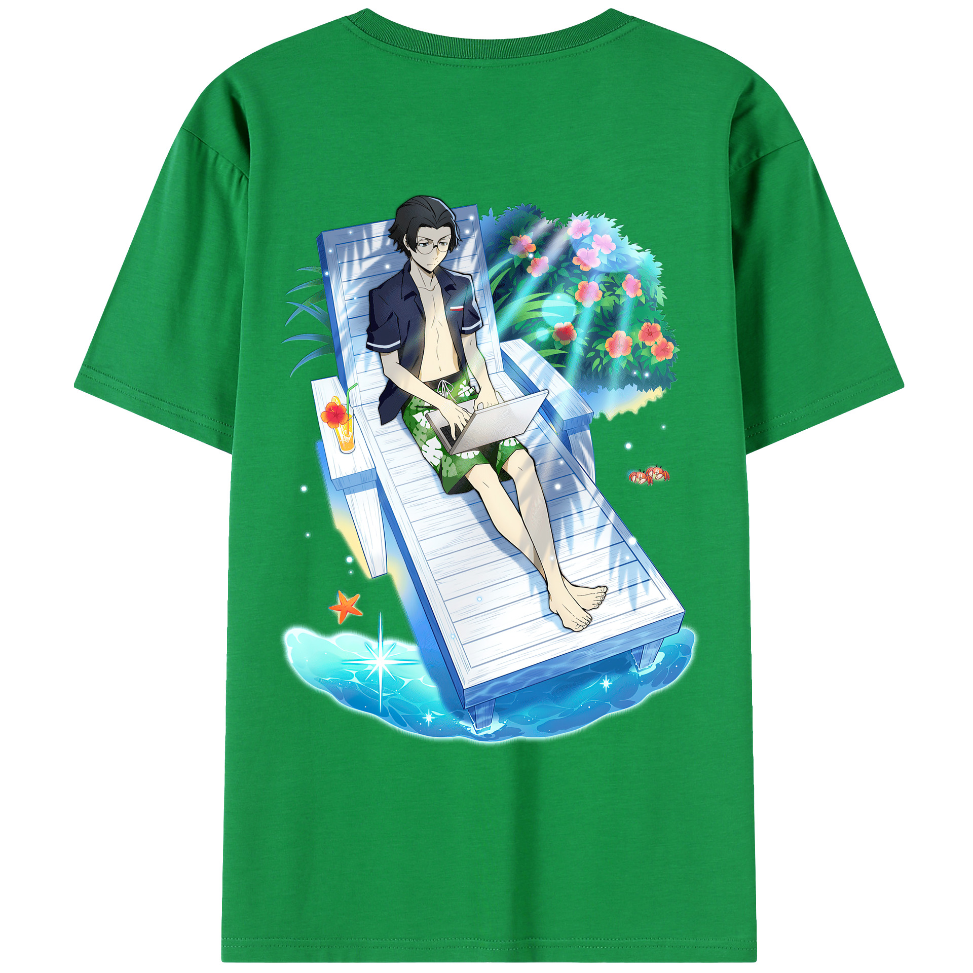 （画像用） 文豪ストレイドッグス Bungo Stray Dogs 綿100％ メンズ半袖Tシャツ（バックプリント） 通気性