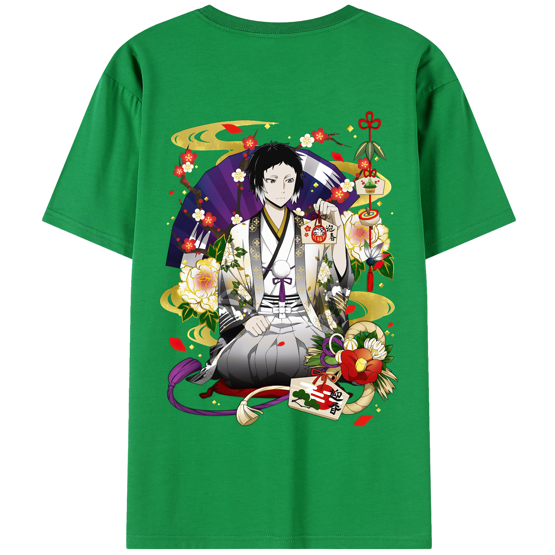 （画像用） 文豪ストレイドッグス Bungo Stray Dogs 綿100％ メンズ半袖Tシャツ（バックプリント） 通気性