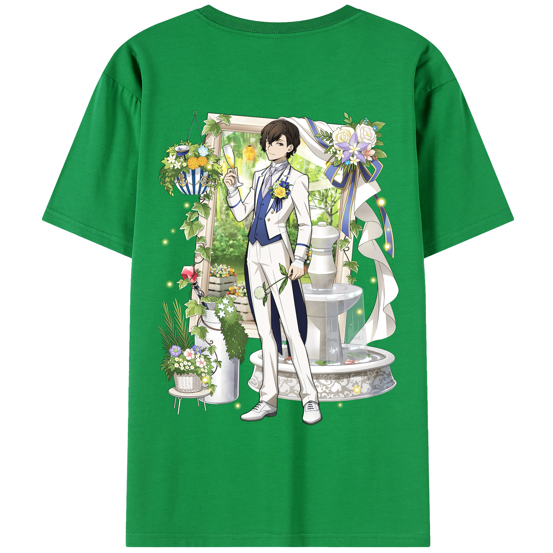 （画像用） 文豪ストレイドッグス Bungo Stray Dogs 綿100％ メンズ半袖Tシャツ（バックプリント） 通気性