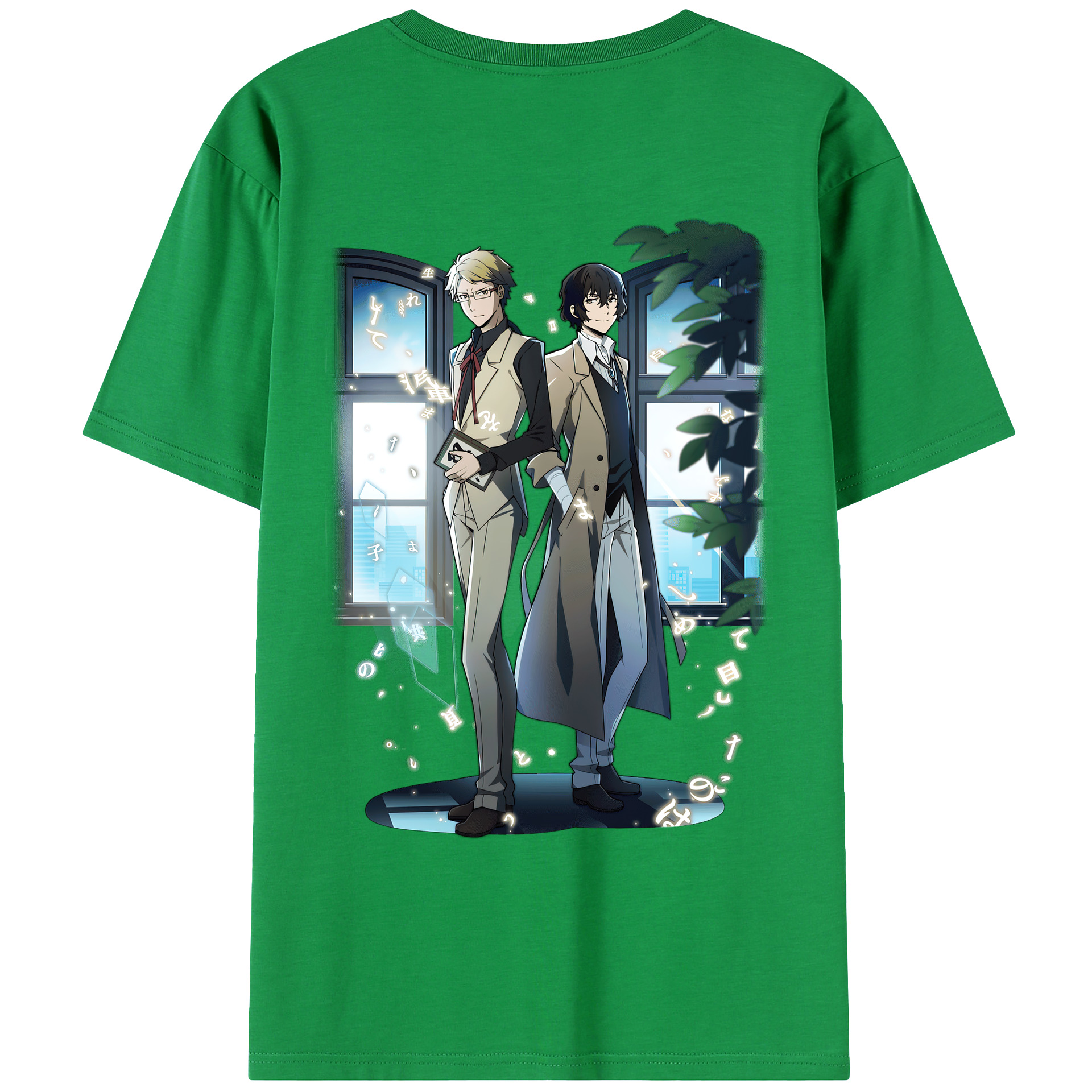 （画像用） 文豪ストレイドッグス Bungo Stray Dogs 綿100％ メンズ半袖Tシャツ（バックプリント） 通気性