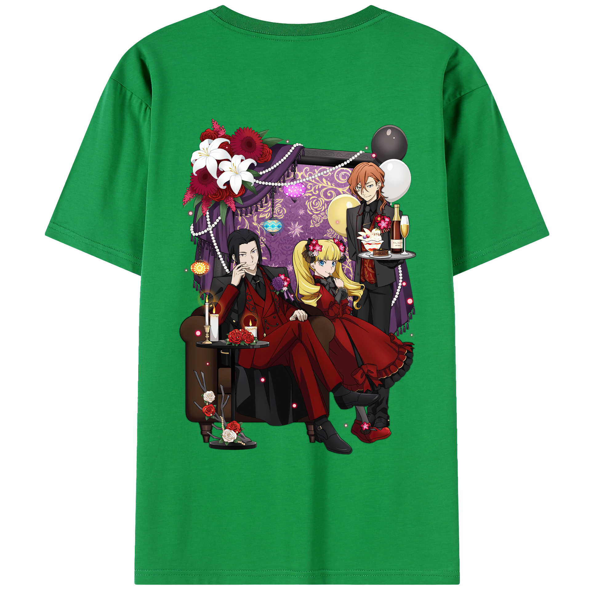 （画像用） 文豪ストレイドッグス Bungo Stray Dogs 綿100％ メンズ半袖Tシャツ（バックプリント） 通気性