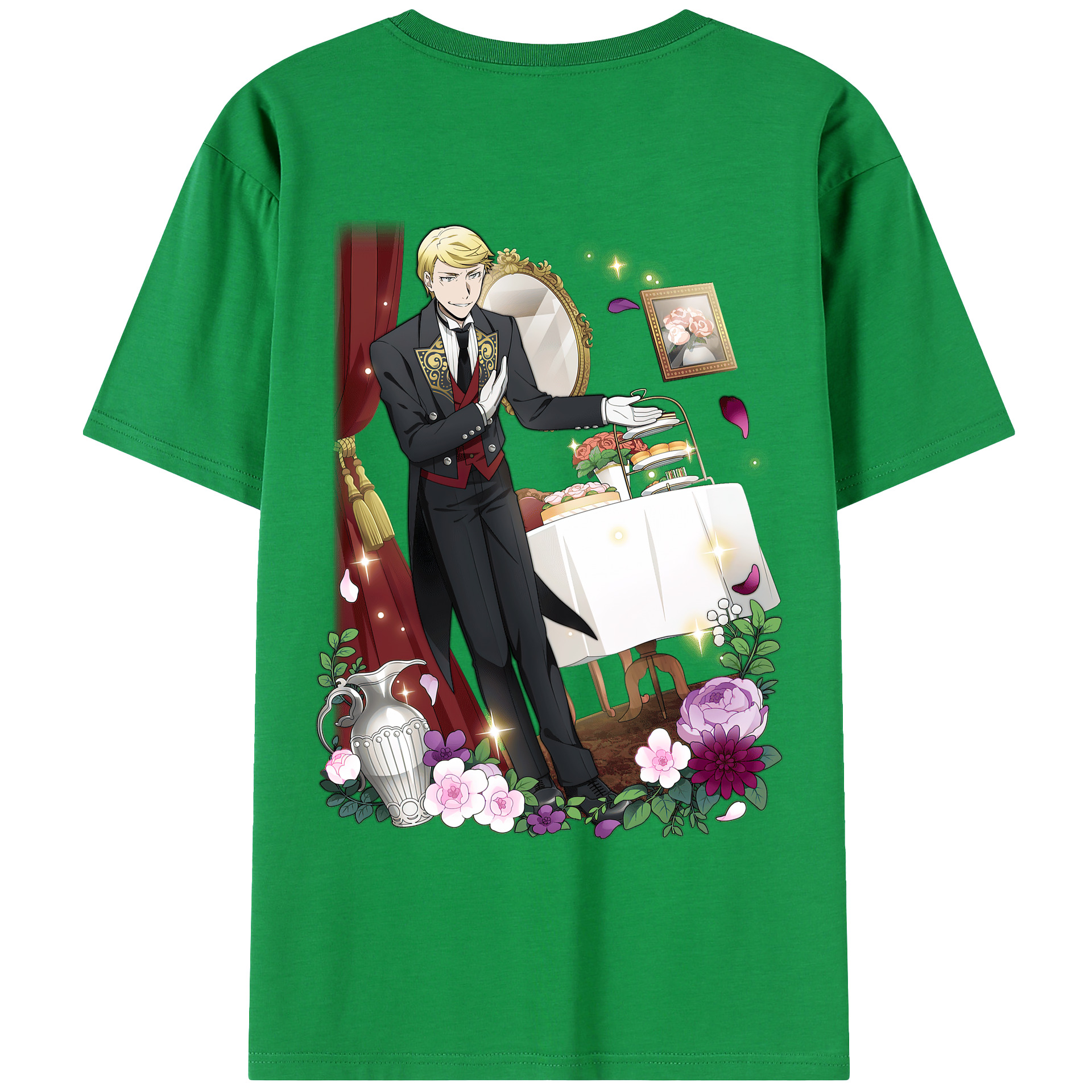 （画像用） 文豪ストレイドッグス Bungo Stray Dogs 綿100％ メンズ半袖Tシャツ（バックプリント） 通気性