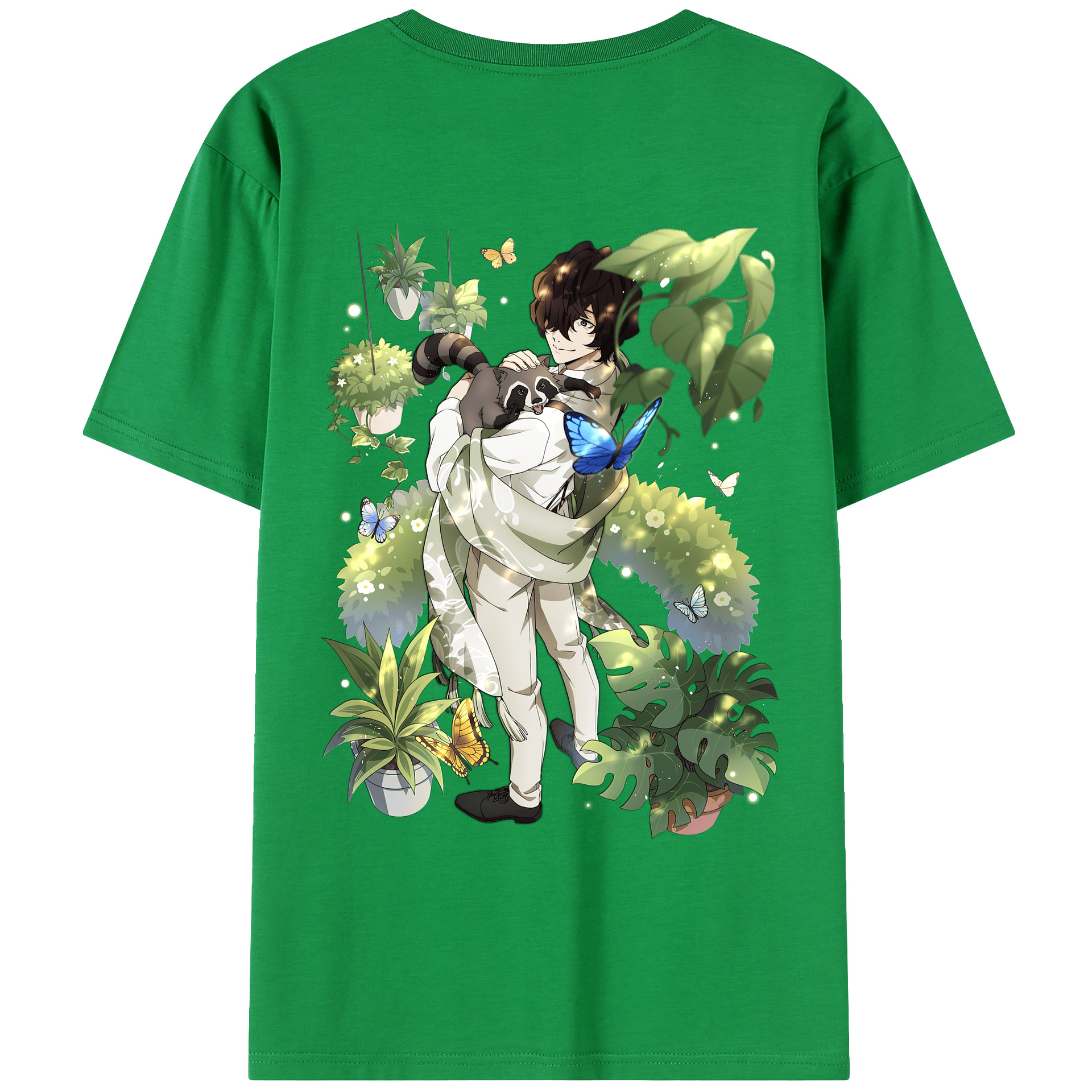 （画像用） 文豪ストレイドッグス Bungo Stray Dogs 綿100％ メンズ半袖Tシャツ（バックプリント） 通気性