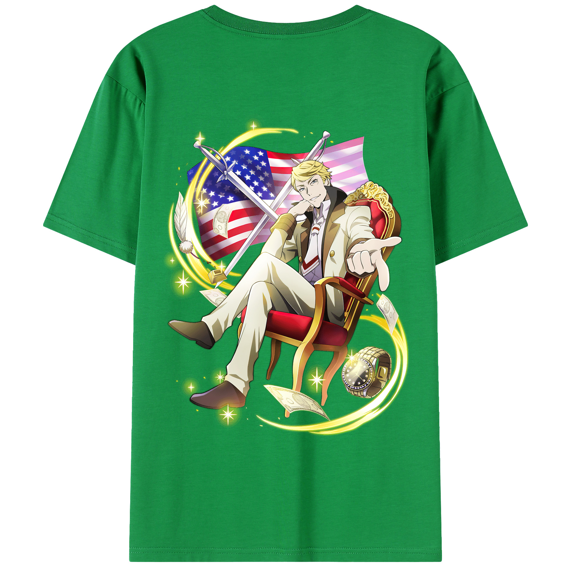 （画像用） 文豪ストレイドッグス Bungo Stray Dogs 綿100％ メンズ半袖Tシャツ（バックプリント） 通気性