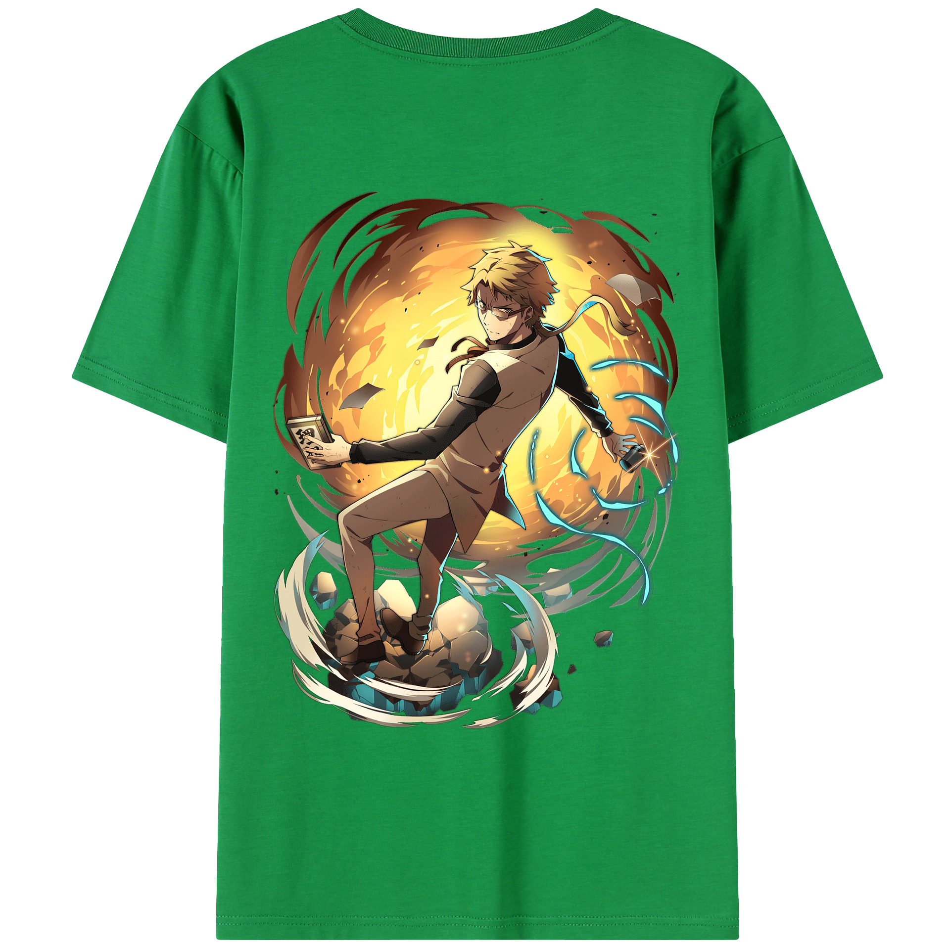（画像用） 文豪ストレイドッグス Bungo Stray Dogs 綿100％ メンズ半袖Tシャツ（バックプリント） 通気性
