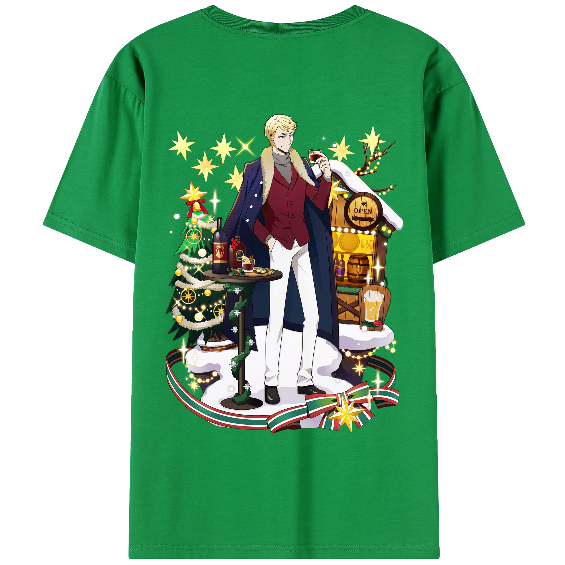 （画像用） 文豪ストレイドッグス Bungo Stray Dogs 綿100％ メンズ半袖Tシャツ（バックプリント） 通気性