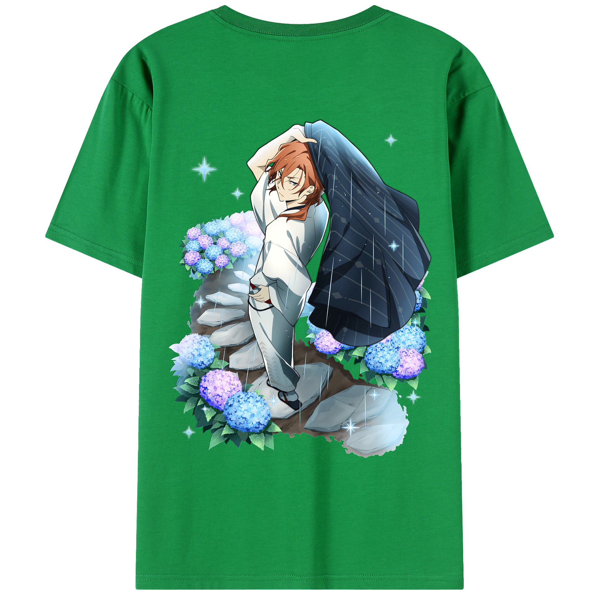（画像用） 文豪ストレイドッグス Bungo Stray Dogs 綿100％ メンズ半袖Tシャツ（バックプリント） 通気性