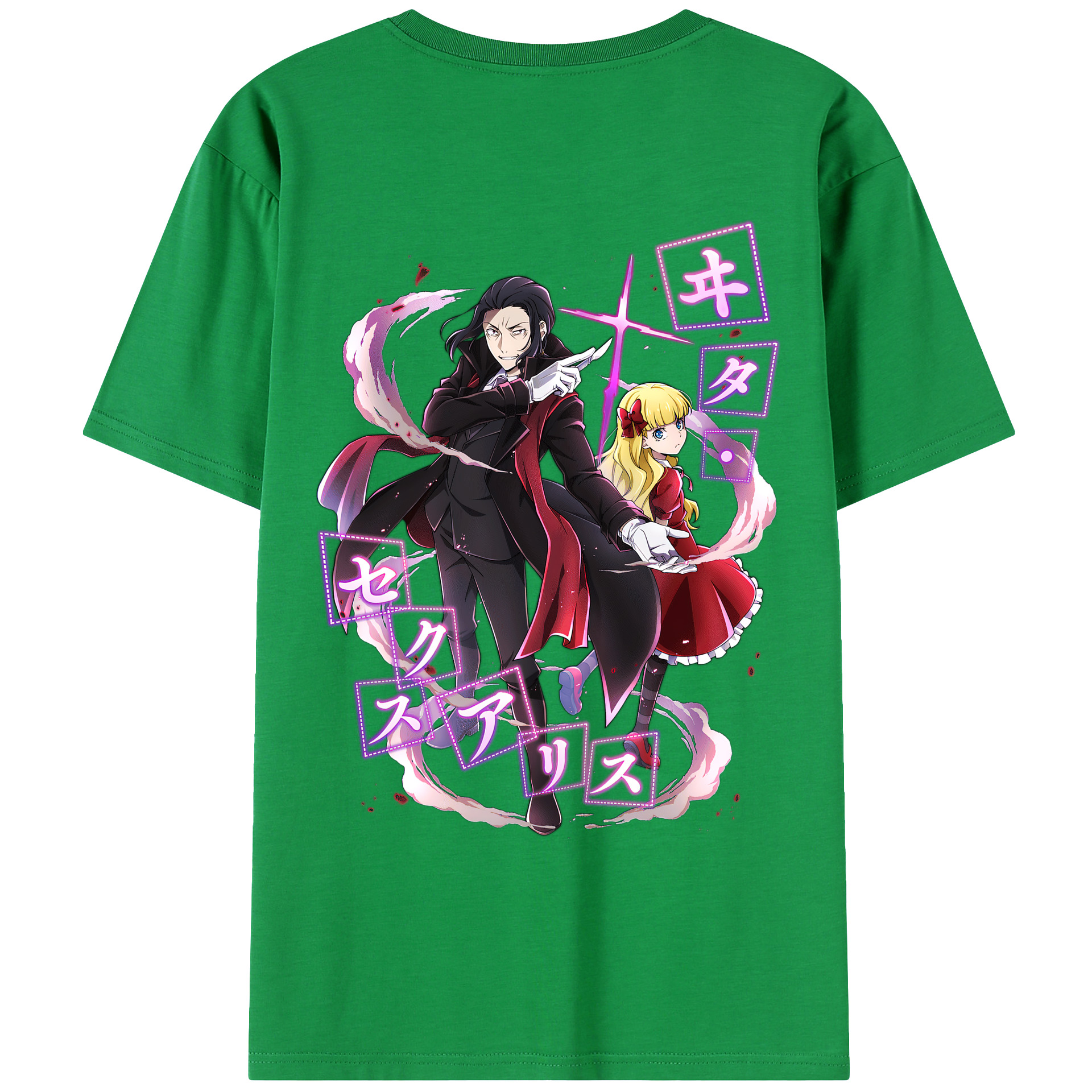 （画像用） 文豪ストレイドッグス Bungo Stray Dogs 綿100％ メンズ半袖Tシャツ（バックプリント） 通気性