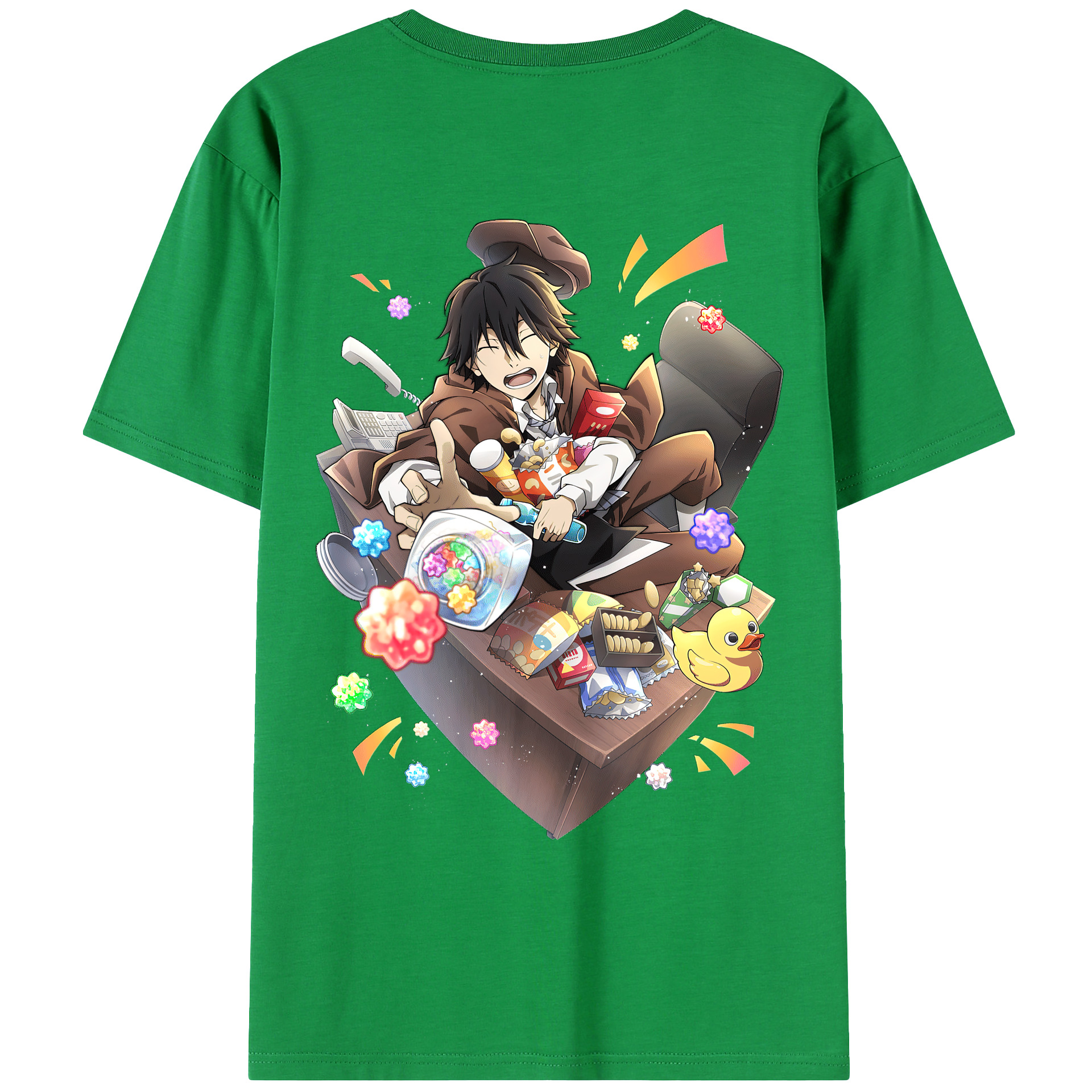（画像用） 文豪ストレイドッグス Bungo Stray Dogs 綿100％ メンズ半袖Tシャツ（バックプリント） 通気性
