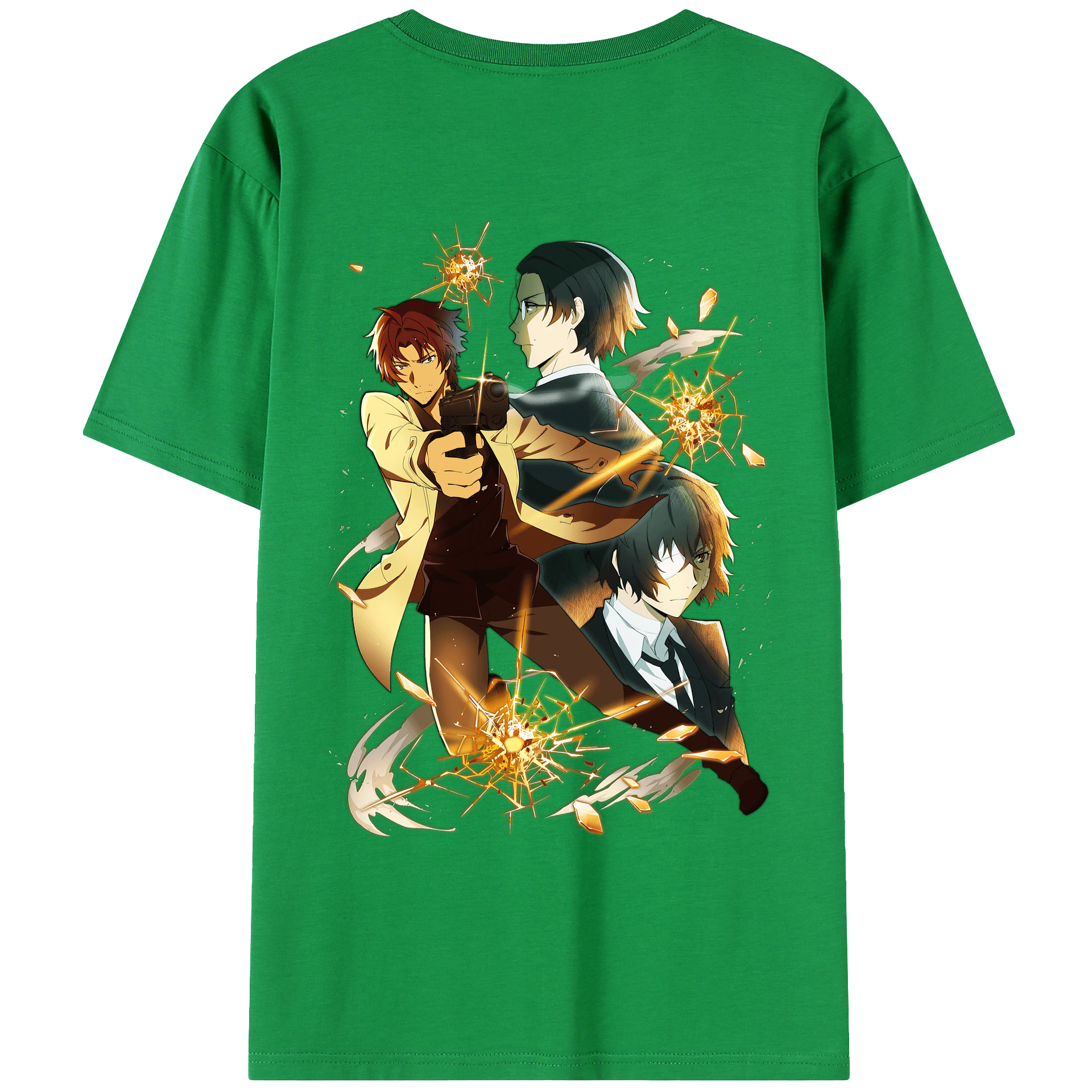 （画像用） 文豪ストレイドッグス Bungo Stray Dogs 綿100％ メンズ半袖Tシャツ（バックプリント） 通気性