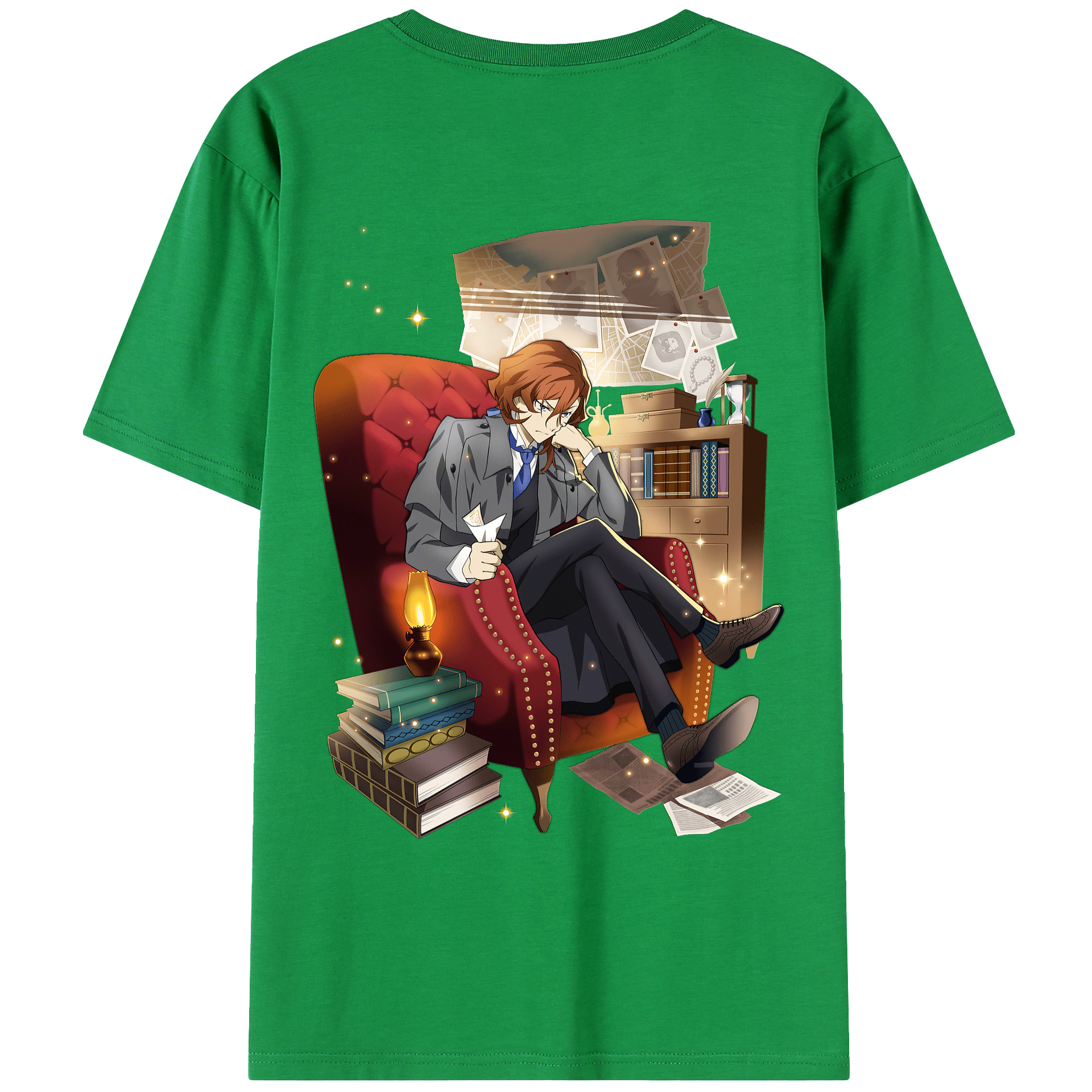 （画像用） 文豪ストレイドッグス Bungo Stray Dogs 綿100％ メンズ半袖Tシャツ（バックプリント） 通気性