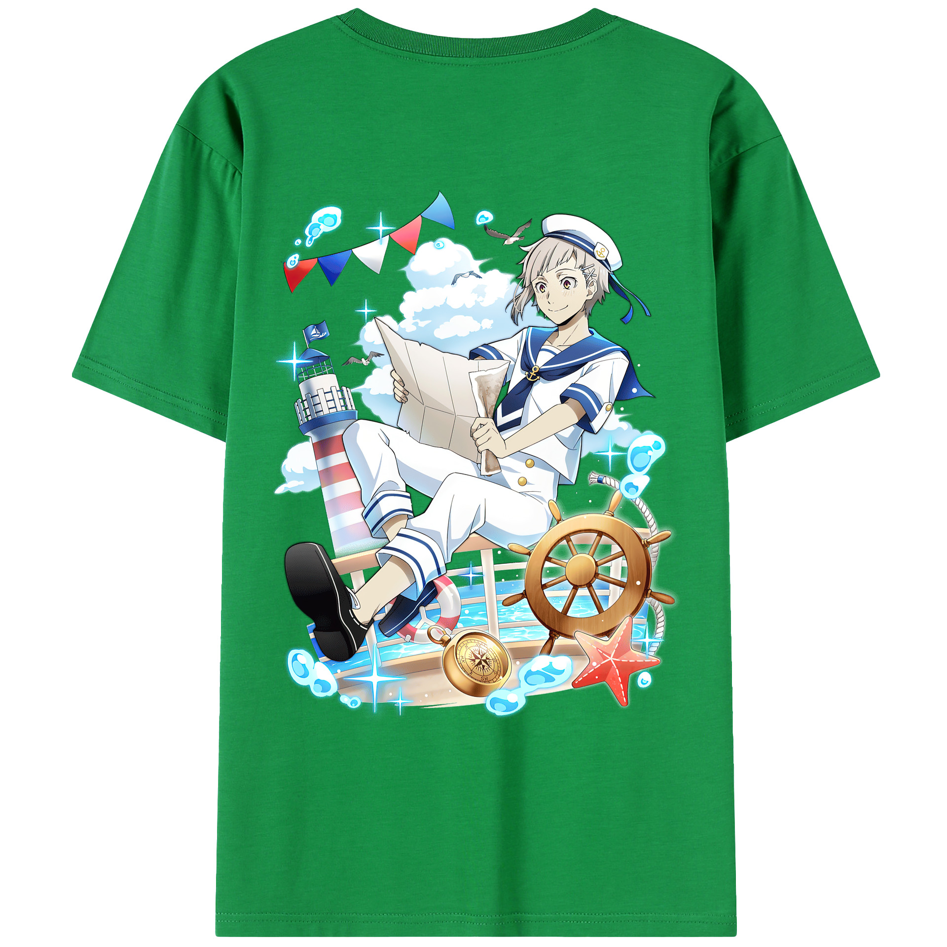 （画像用） 文豪ストレイドッグス Bungo Stray Dogs 綿100％ メンズ半袖Tシャツ（バックプリント） 通気性