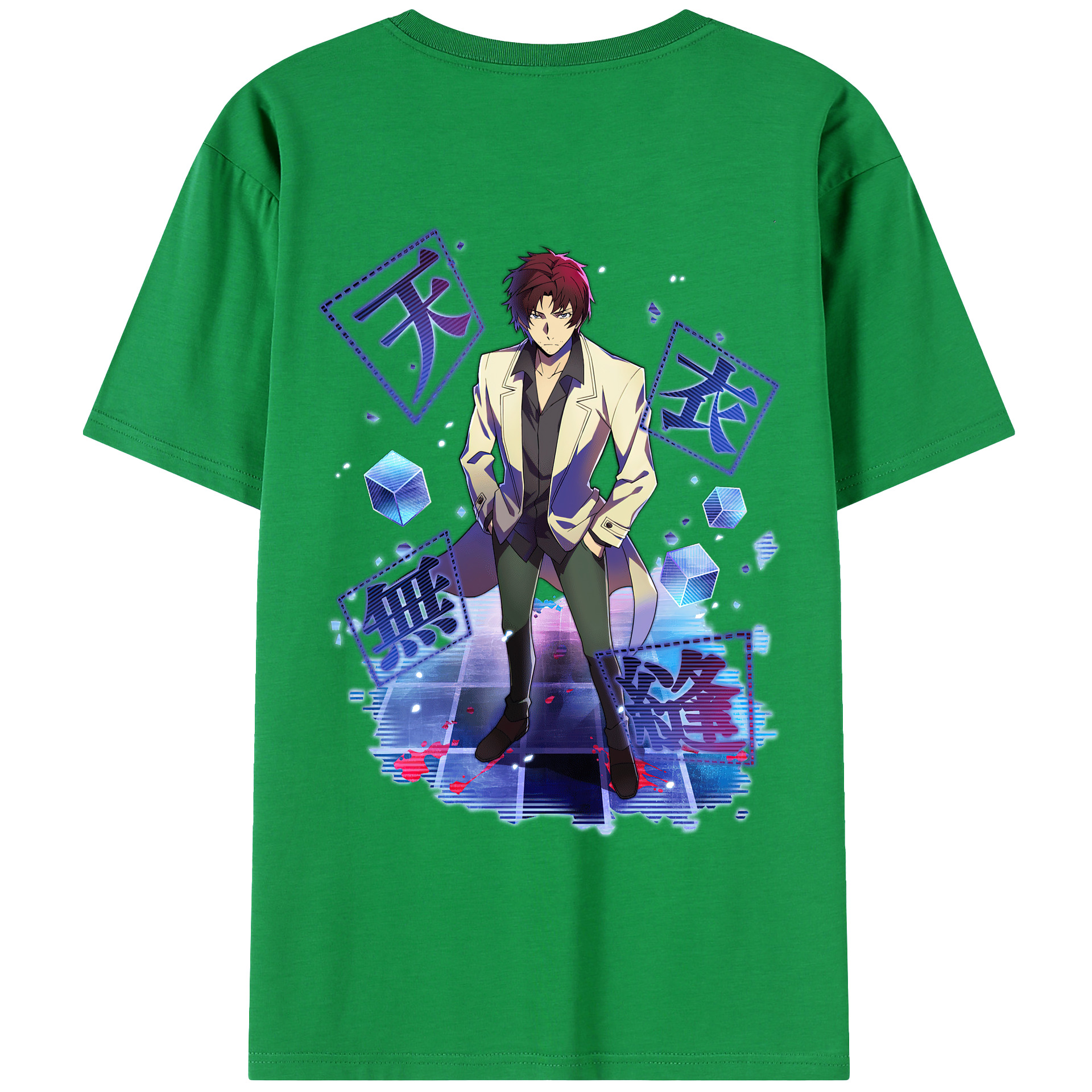 （画像用） 文豪ストレイドッグス Bungo Stray Dogs 綿100％ メンズ半袖Tシャツ（バックプリント） 通気性