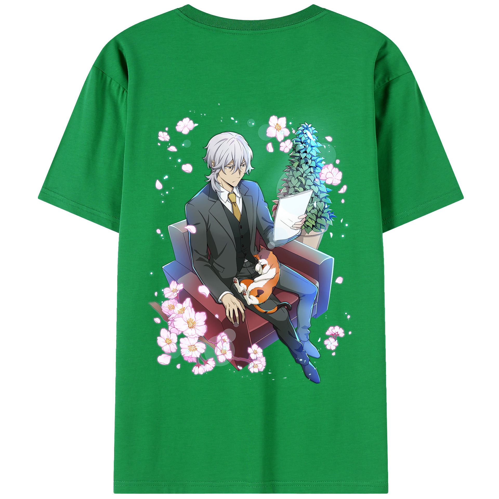 （画像用） 文豪ストレイドッグス Bungo Stray Dogs 綿100％ メンズ半袖Tシャツ（バックプリント） 通気性