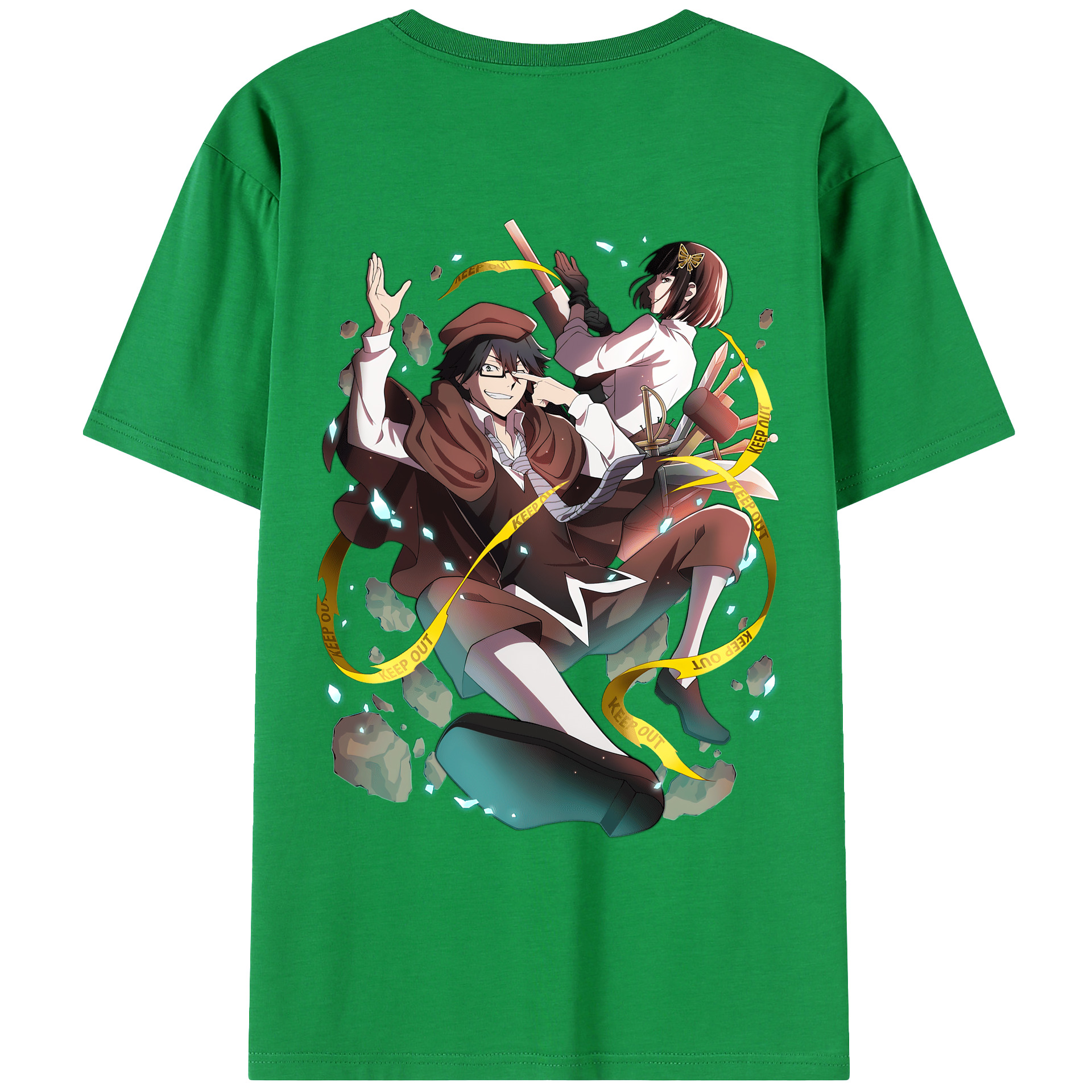 （画像用） 文豪ストレイドッグス Bungo Stray Dogs 綿100％ メンズ半袖Tシャツ（バックプリント） 通気性