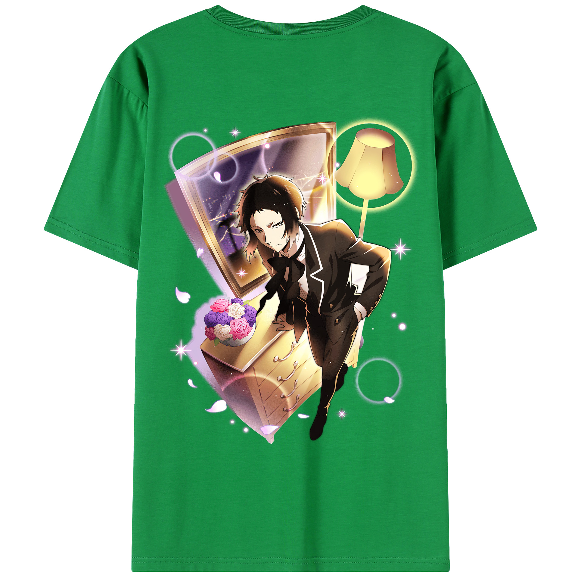 （画像用） 文豪ストレイドッグス Bungo Stray Dogs 綿100％ メンズ半袖Tシャツ（バックプリント） 通気性