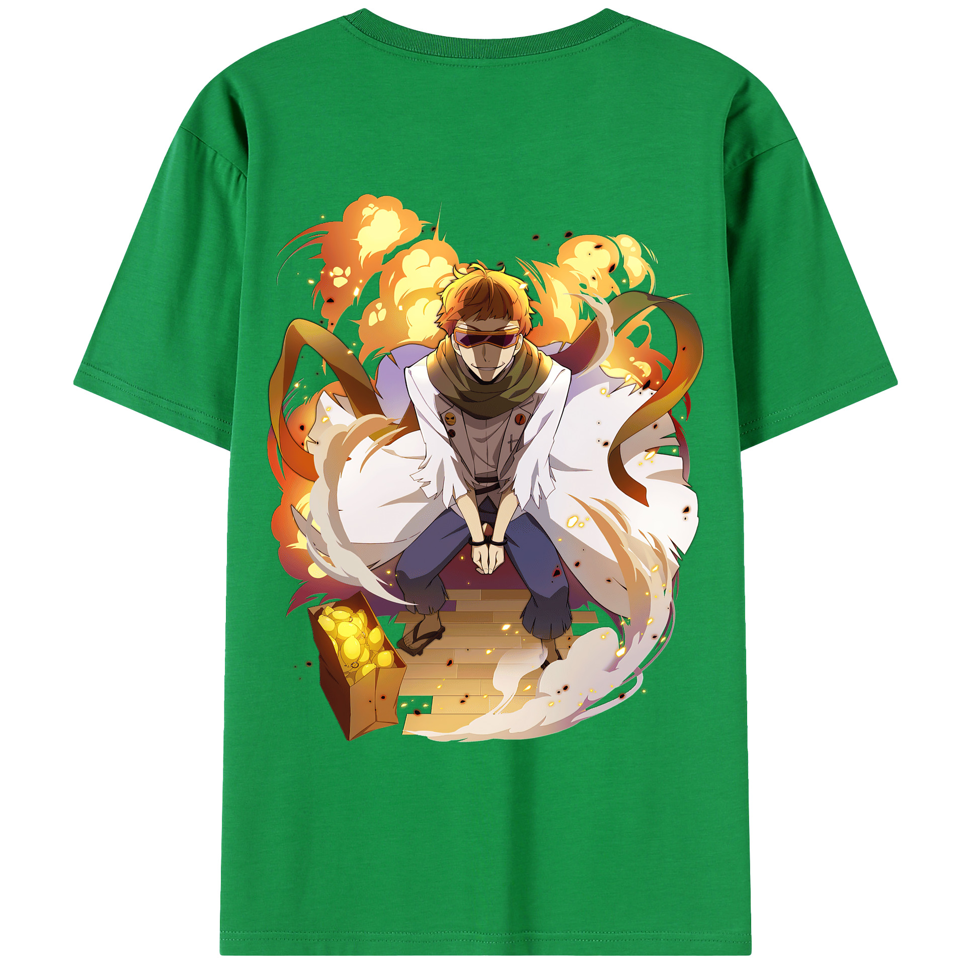 （画像用） 文豪ストレイドッグス Bungo Stray Dogs 綿100％ メンズ半袖Tシャツ（バックプリント） 通気性