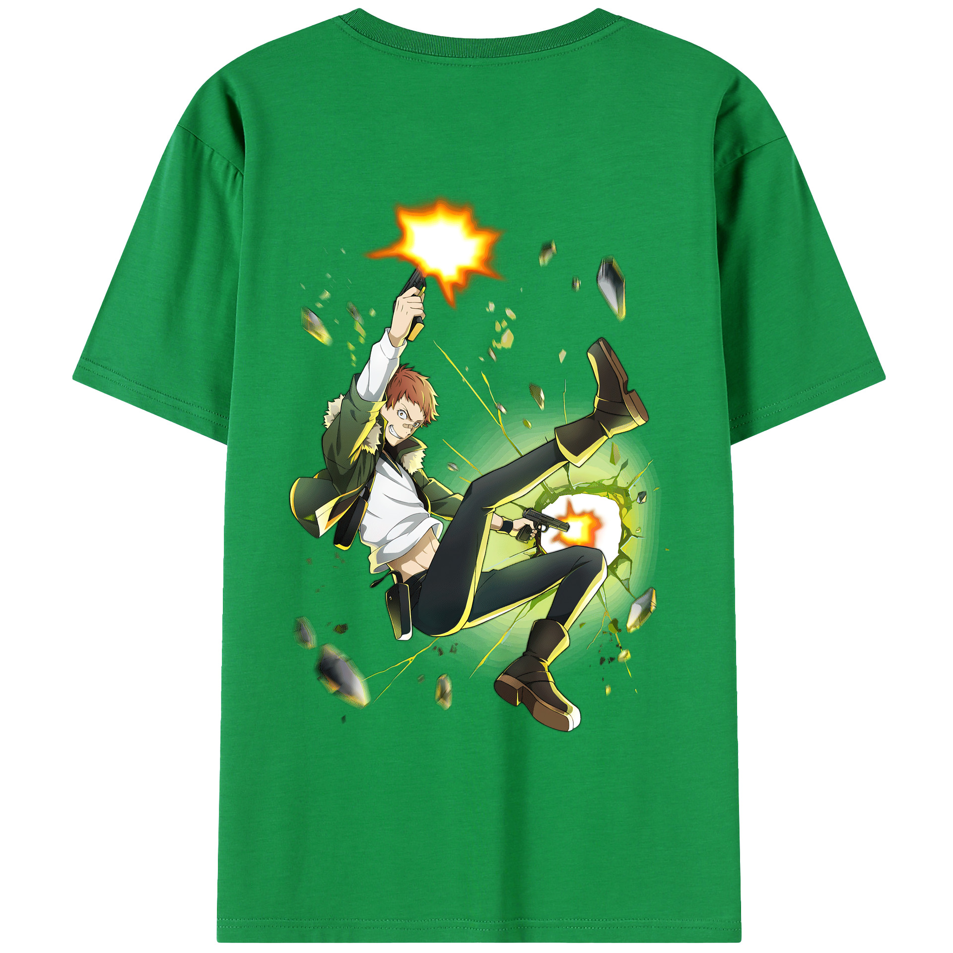 （画像用） 文豪ストレイドッグス Bungo Stray Dogs 綿100％ メンズ半袖Tシャツ（バックプリント） 通気性