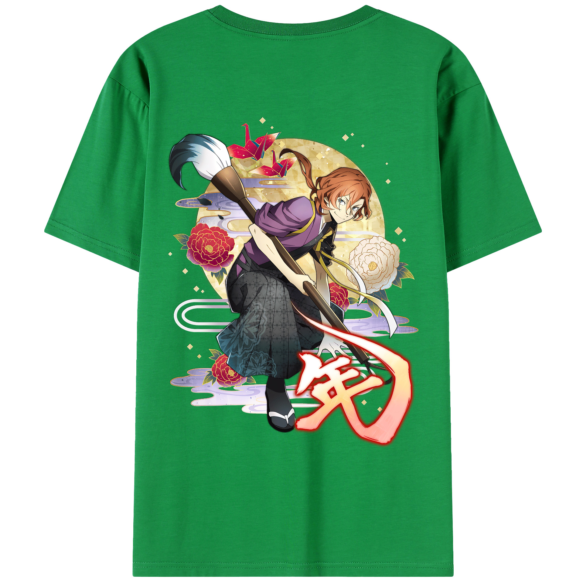 （画像用） 文豪ストレイドッグス Bungo Stray Dogs 綿100％ メンズ半袖Tシャツ（バックプリント） 通気性