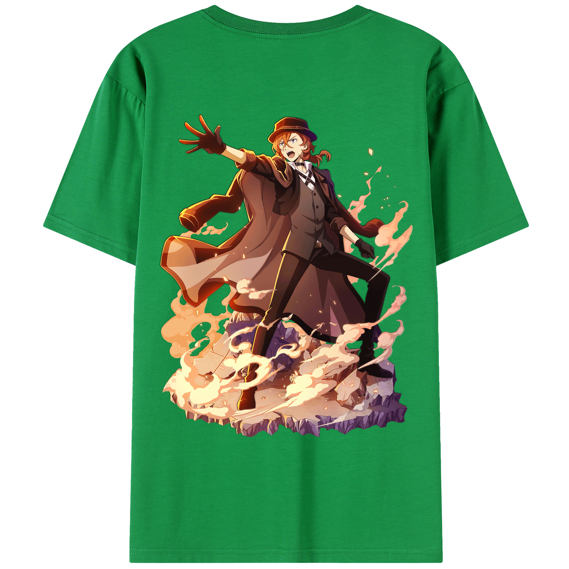 （画像用） 文豪ストレイドッグス Bungo Stray Dogs 綿100％ メンズ半袖Tシャツ（バックプリント） 通気性