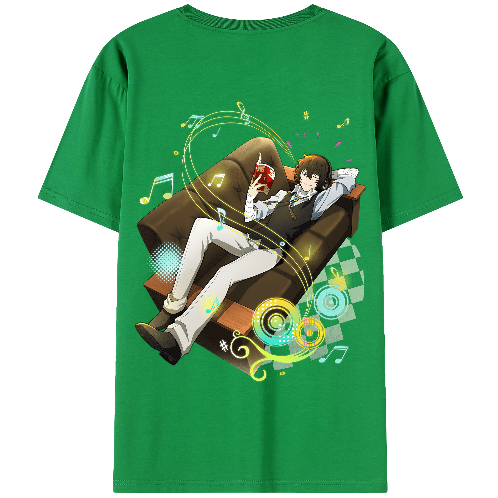 （画像用） 文豪ストレイドッグス Bungo Stray Dogs 綿100％ メンズ半袖Tシャツ（バックプリント） 通気性