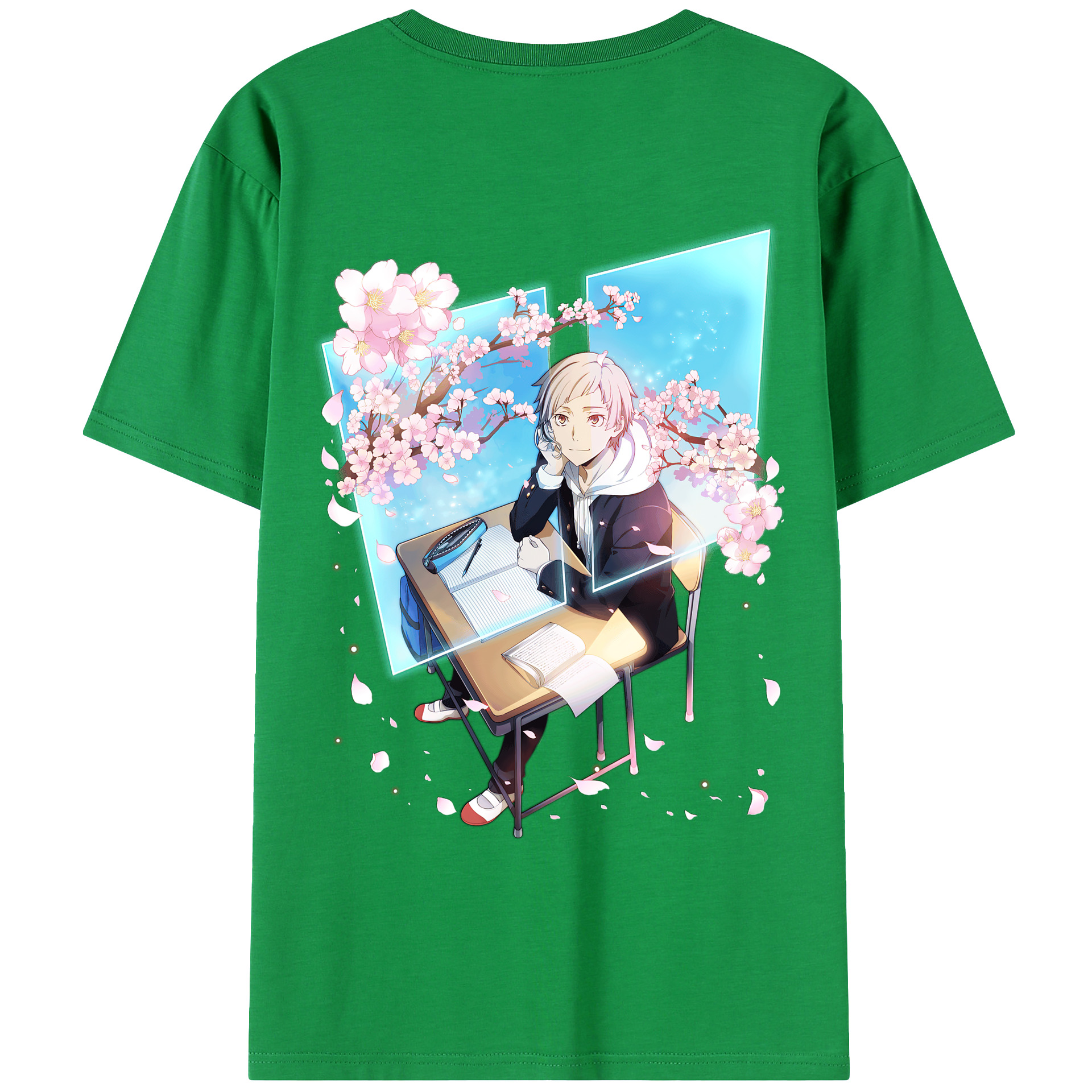 （画像用） 文豪ストレイドッグス Bungo Stray Dogs 綿100％ メンズ半袖Tシャツ（バックプリント） 通気性
