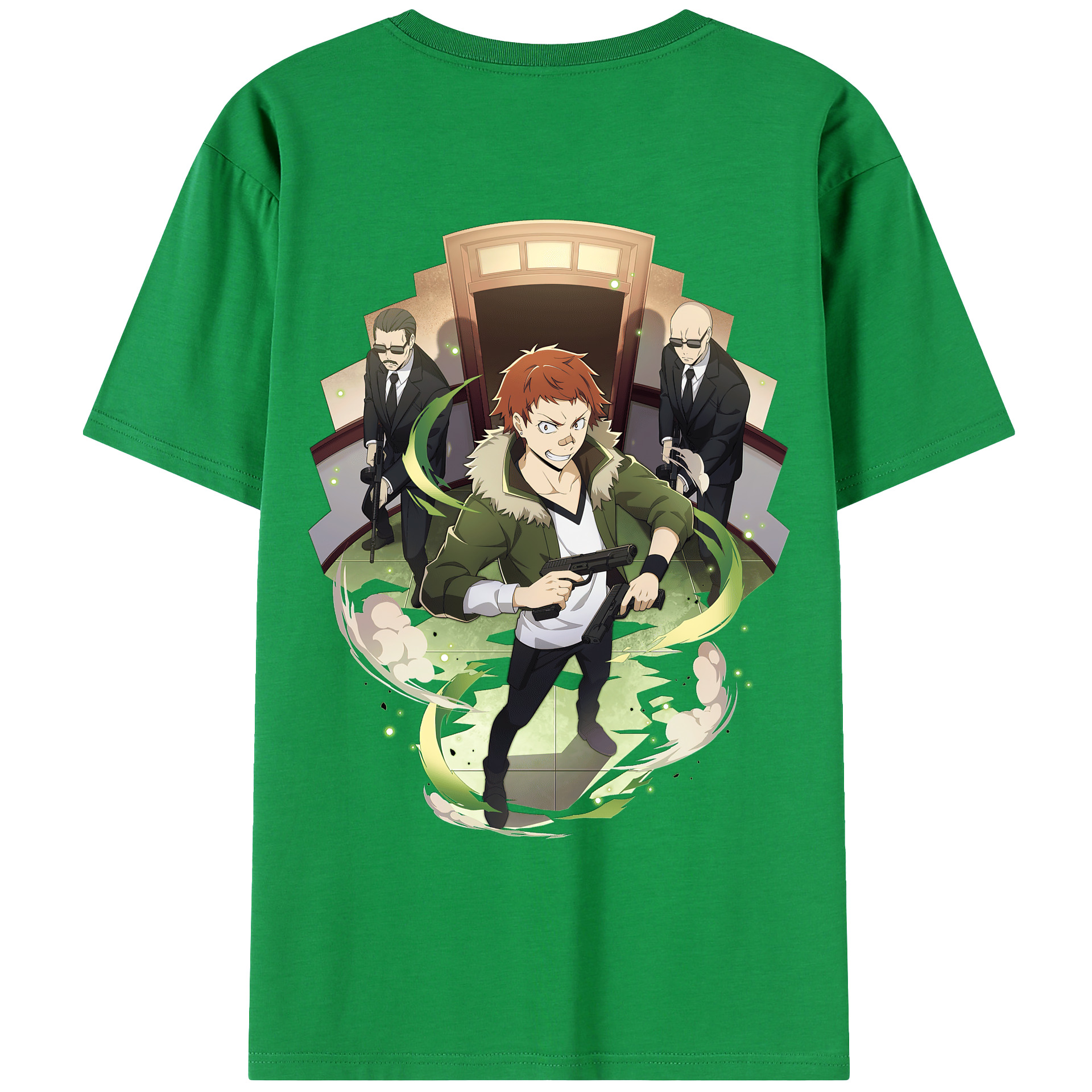 （画像用） 文豪ストレイドッグス Bungo Stray Dogs 綿100％ メンズ半袖Tシャツ（バックプリント） 通気性
