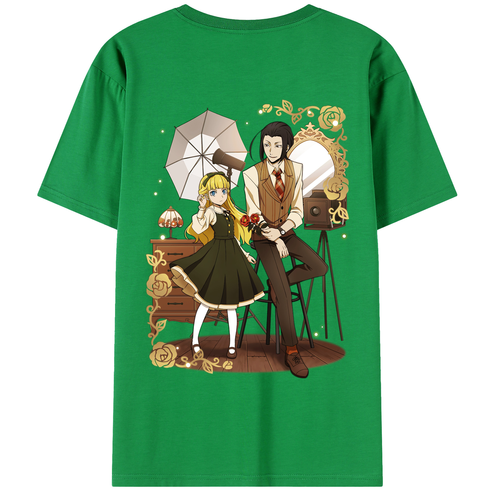 （画像用） 文豪ストレイドッグス Bungo Stray Dogs 綿100％ メンズ半袖Tシャツ（バックプリント） 通気性