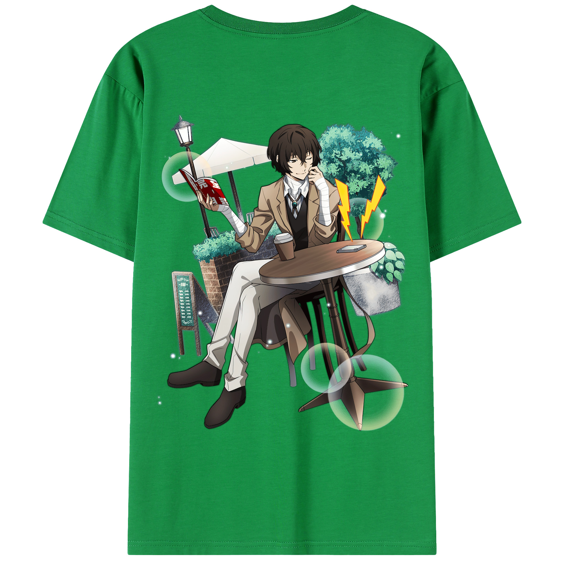 （画像用） 文豪ストレイドッグス Bungo Stray Dogs 綿100％ メンズ半袖Tシャツ（バックプリント） 通気性