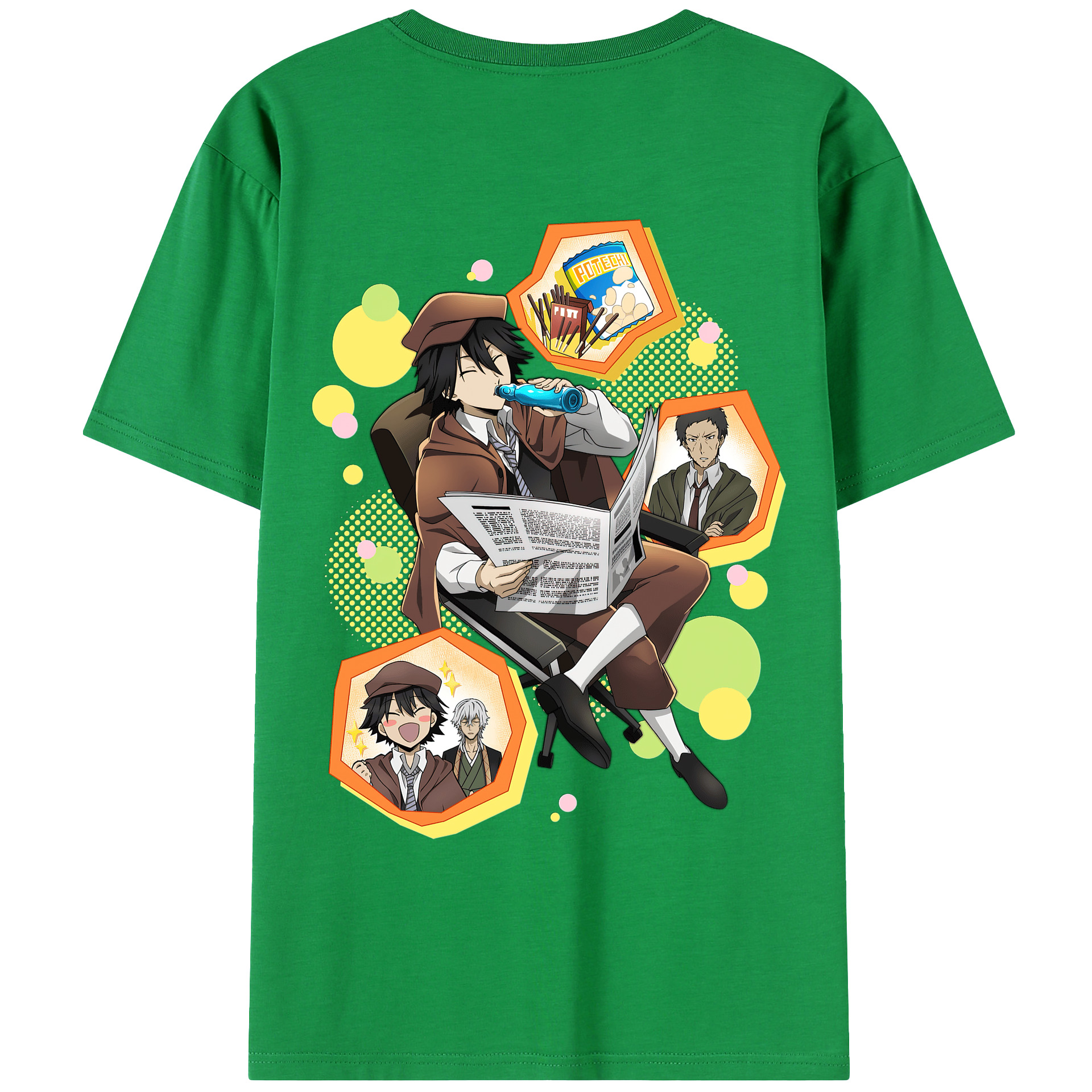 （画像用） 文豪ストレイドッグス Bungo Stray Dogs 綿100％ メンズ半袖Tシャツ（バックプリント） 通気性