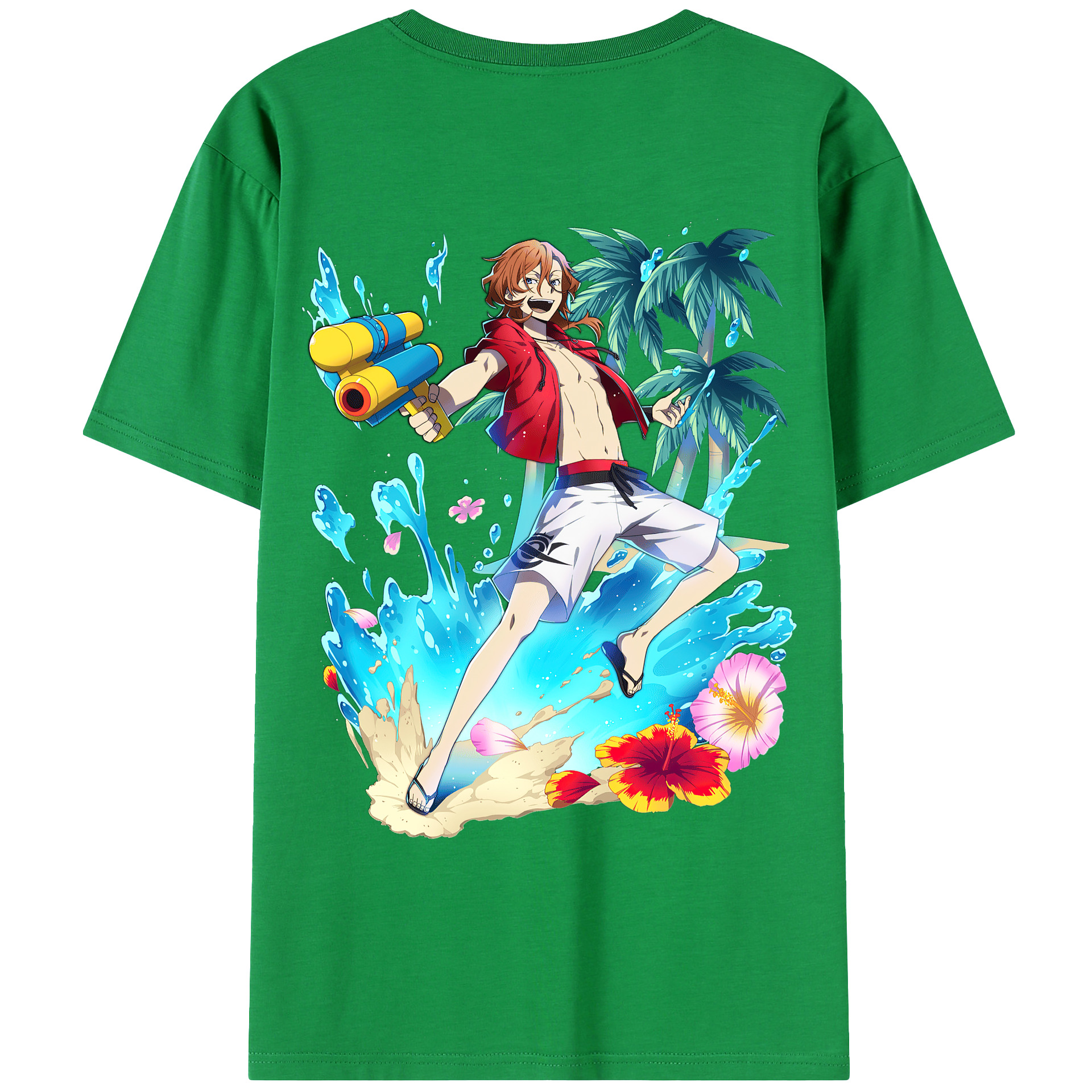 （画像用） 文豪ストレイドッグス Bungo Stray Dogs 綿100％ メンズ半袖Tシャツ（バックプリント） 通気性