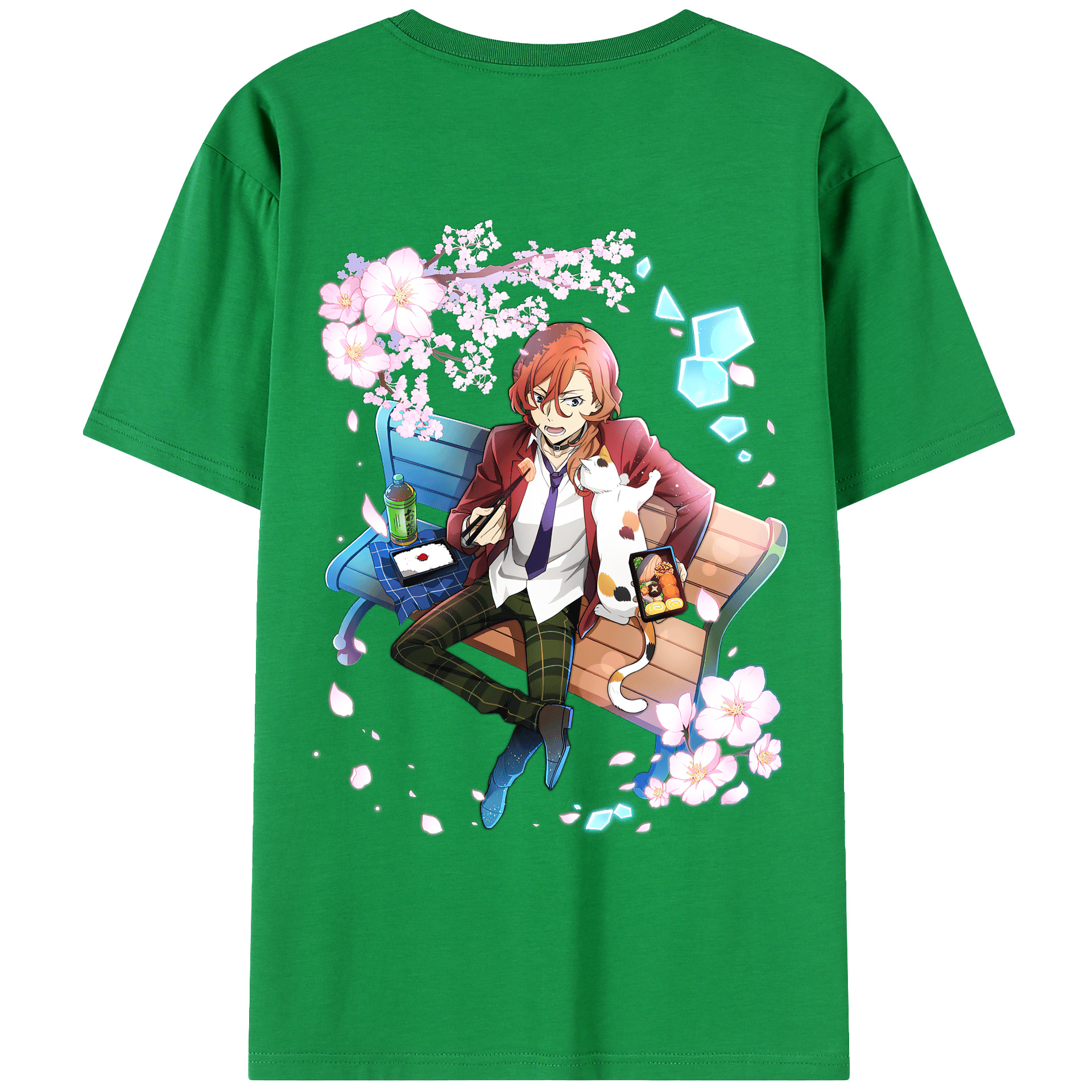 （画像用） 文豪ストレイドッグス Bungo Stray Dogs 綿100％ メンズ半袖Tシャツ（バックプリント） 通気性