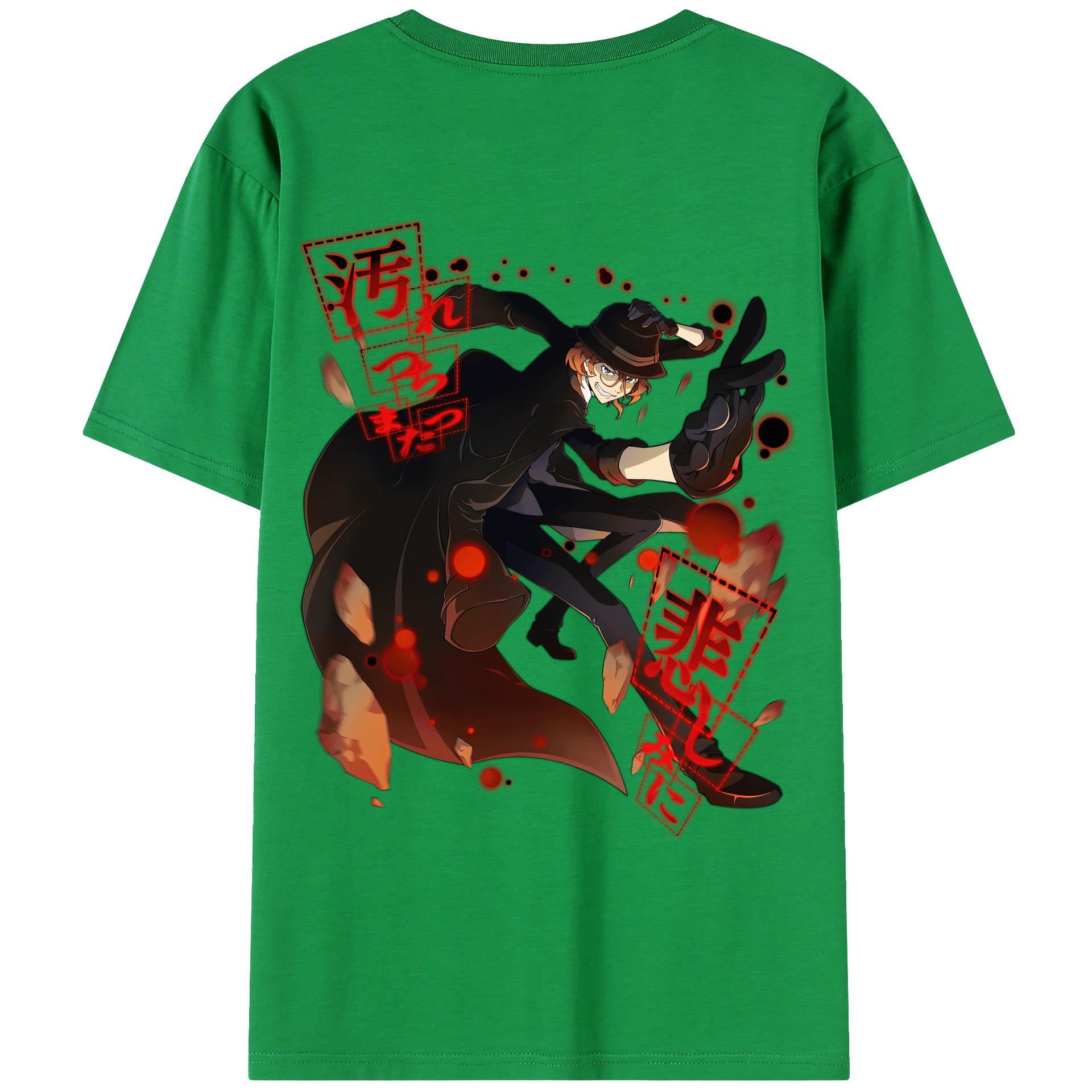 （画像用） 文豪ストレイドッグス Bungo Stray Dogs 綿100％ メンズ半袖Tシャツ（バックプリント） 通気性