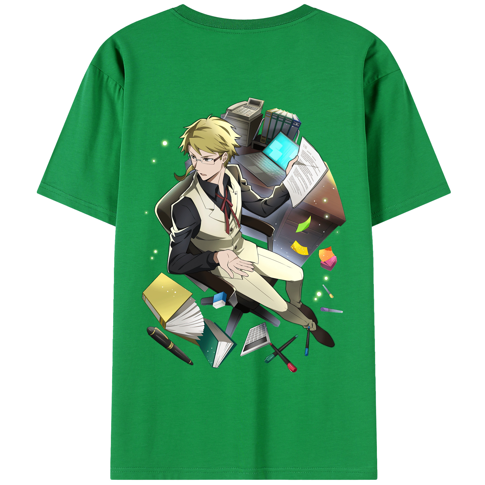 （画像用） 文豪ストレイドッグス Bungo Stray Dogs 綿100％ メンズ半袖Tシャツ（バックプリント） 通気性