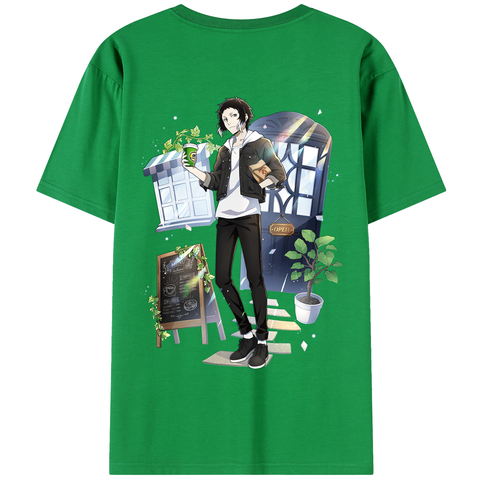 （画像用） 文豪ストレイドッグス Bungo Stray Dogs 綿100％ メンズ半袖Tシャツ（バックプリント） 通気性