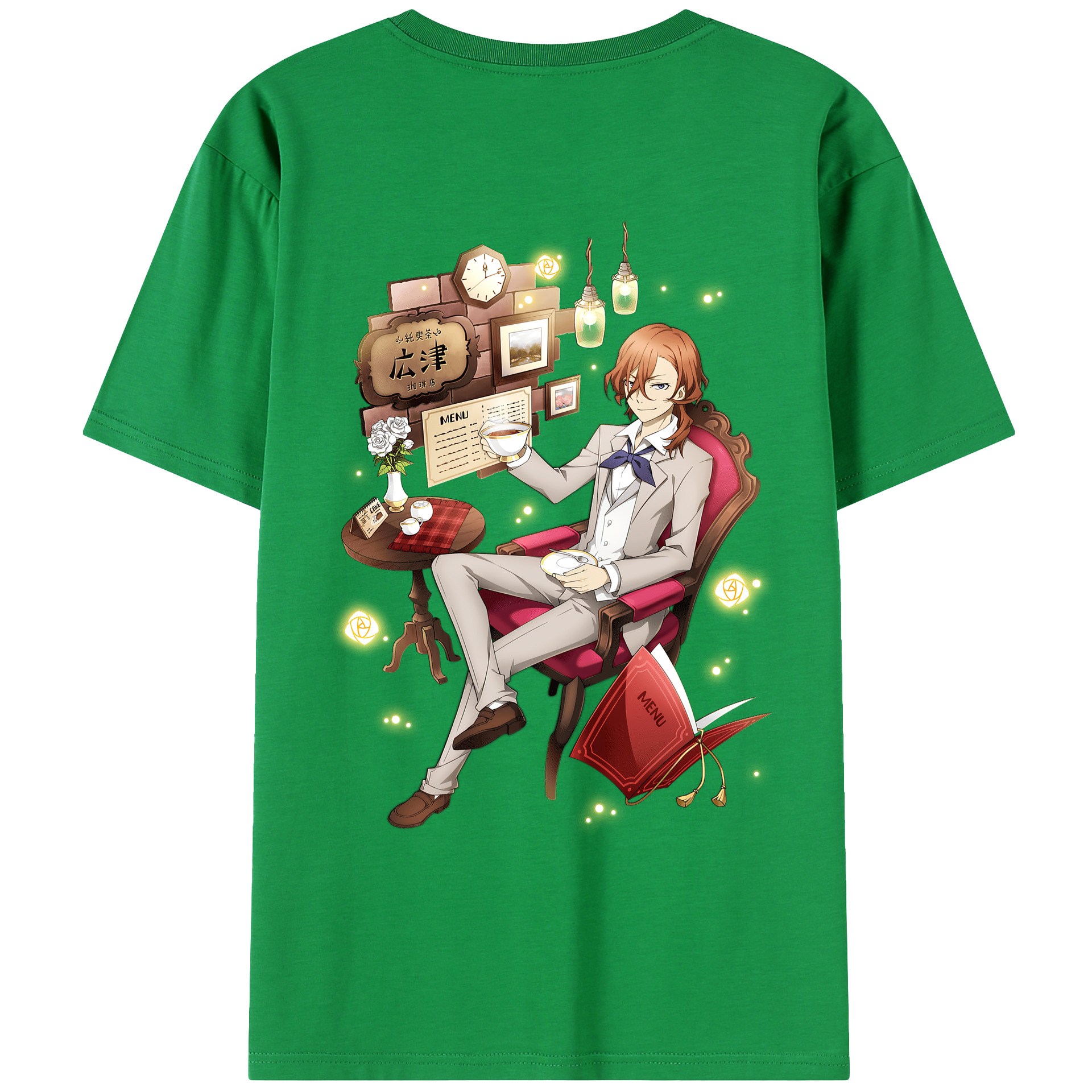 （画像用） 文豪ストレイドッグス Bungo Stray Dogs 綿100％ メンズ半袖Tシャツ（バックプリント） 通気性