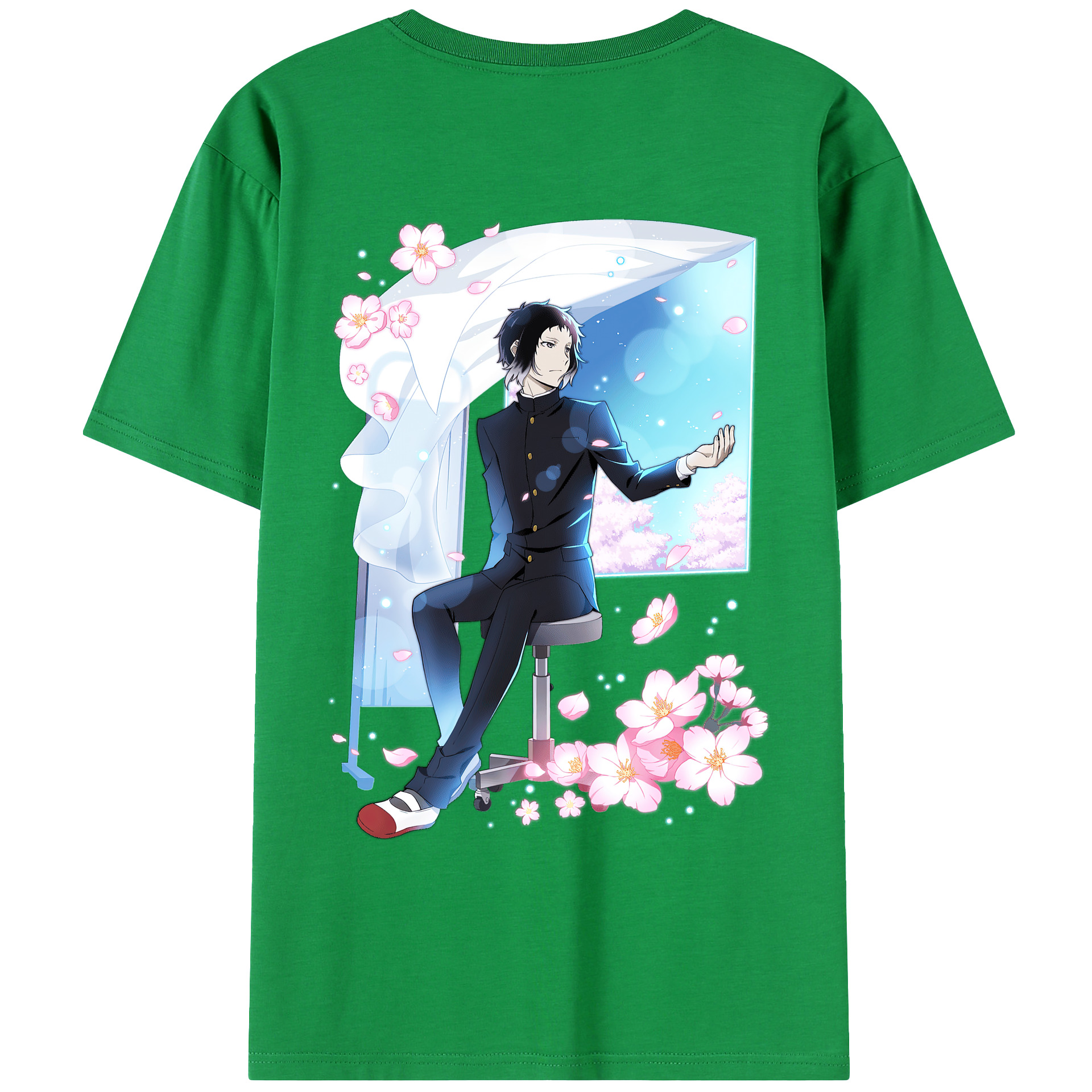 （画像用） 文豪ストレイドッグス Bungo Stray Dogs 綿100％ メンズ半袖Tシャツ（バックプリント） 通気性