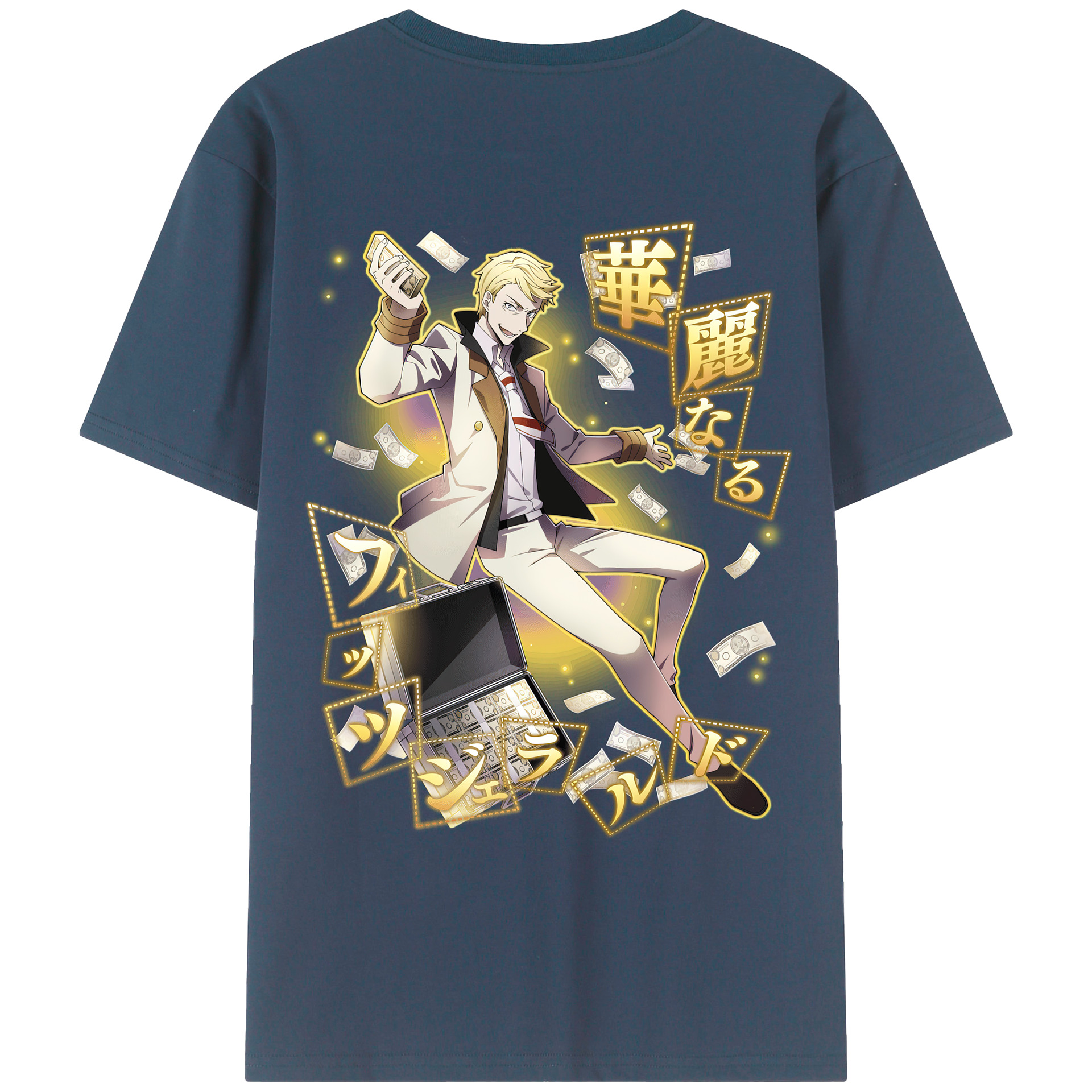 （画像用） 文豪ストレイドッグス Bungo Stray Dogs 綿100％ メンズ半袖Tシャツ（バックプリント） 通気性