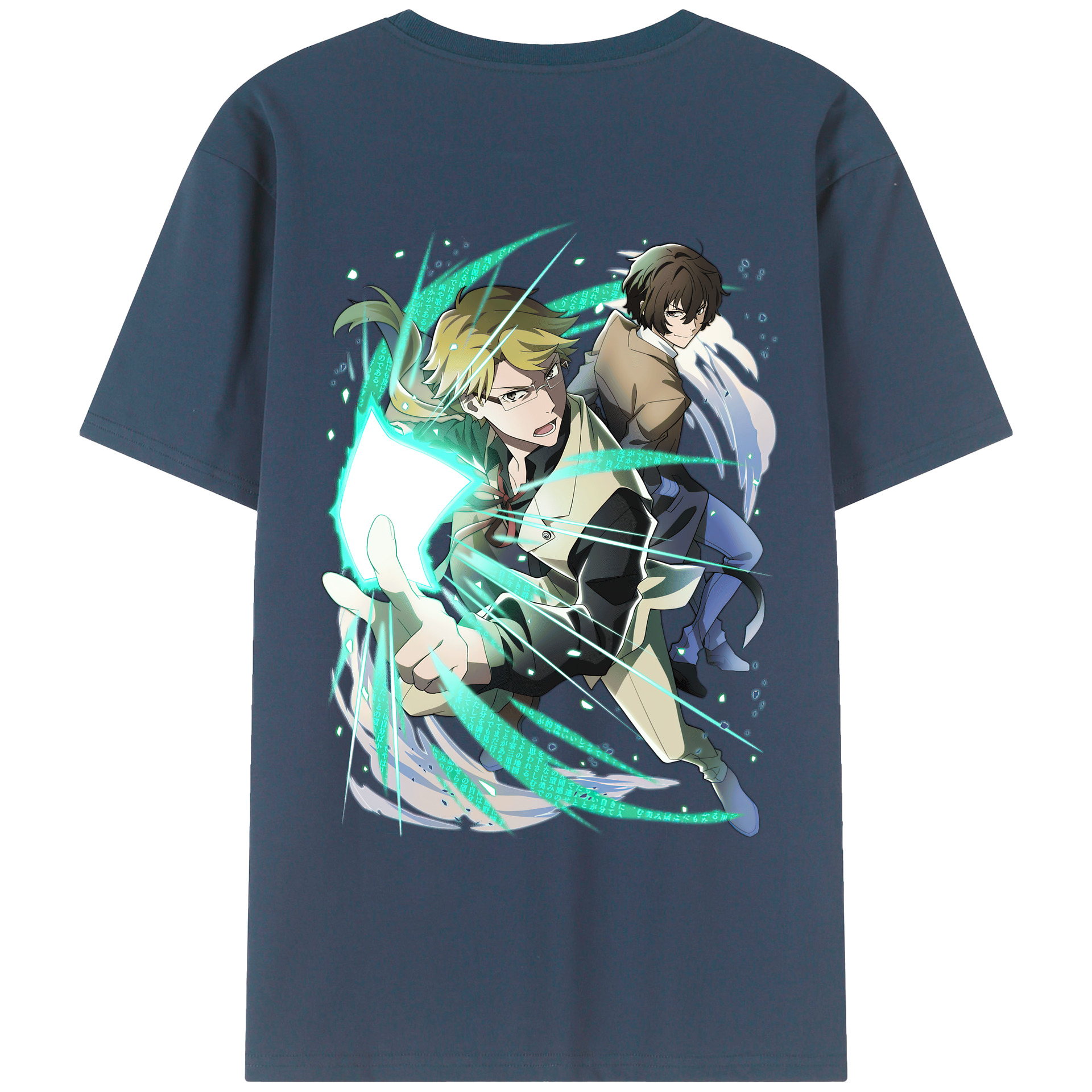 （画像用） 文豪ストレイドッグス Bungo Stray Dogs 綿100％ メンズ半袖Tシャツ（バックプリント） 通気性