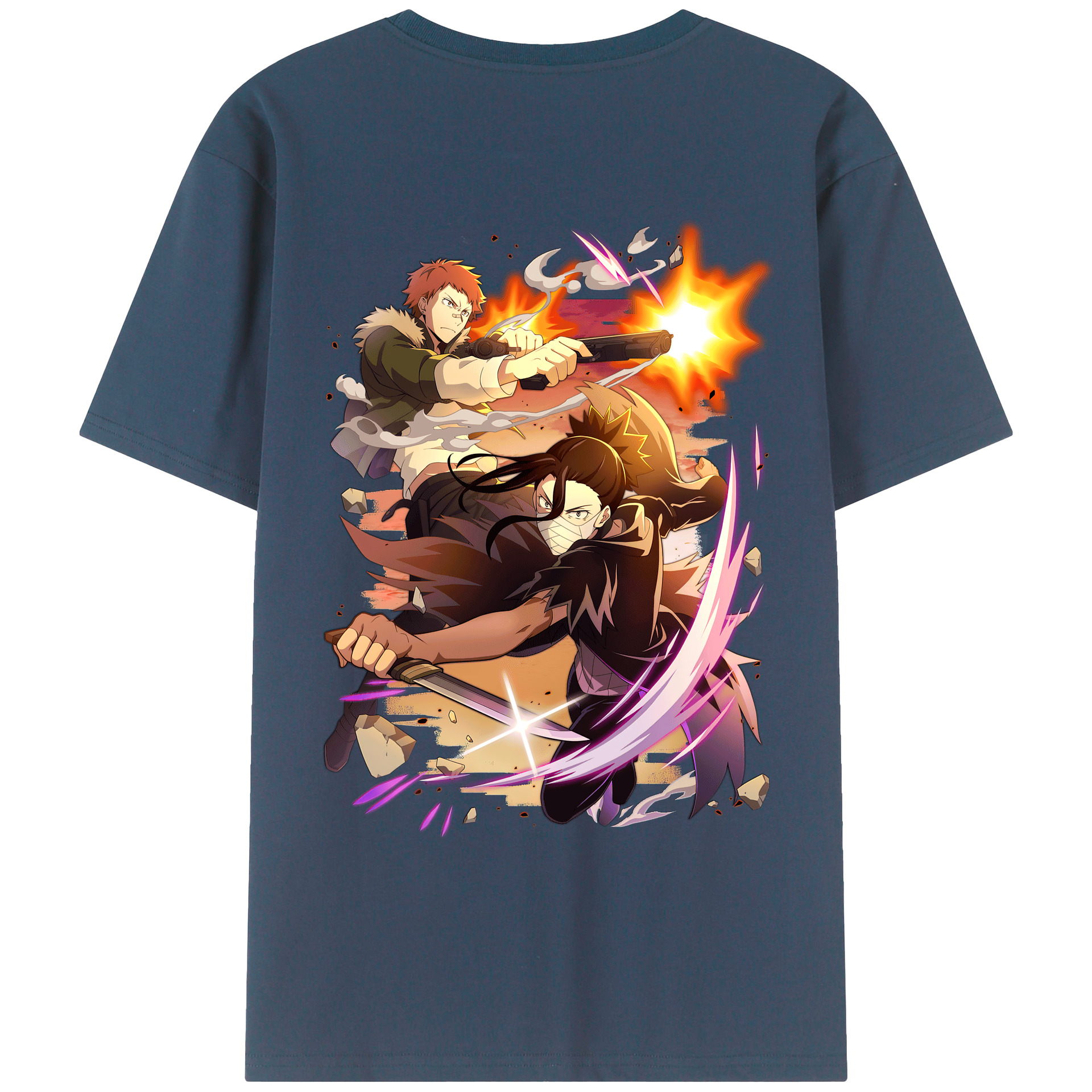 （画像用） 文豪ストレイドッグス Bungo Stray Dogs 綿100％ メンズ半袖Tシャツ（バックプリント） 通気性