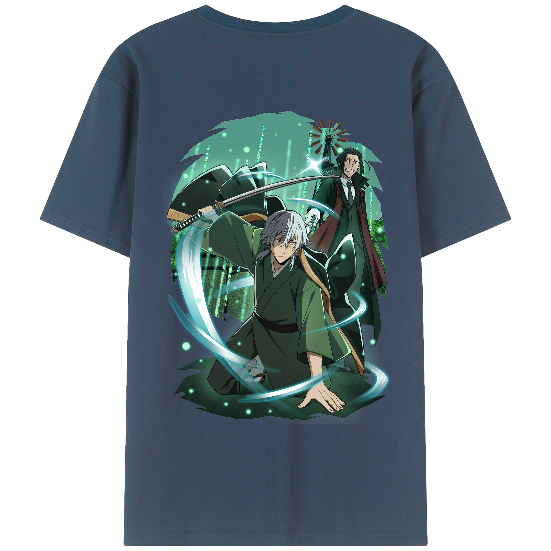 （画像用） 文豪ストレイドッグス Bungo Stray Dogs 綿100％ メンズ半袖Tシャツ（バックプリント） 通気性