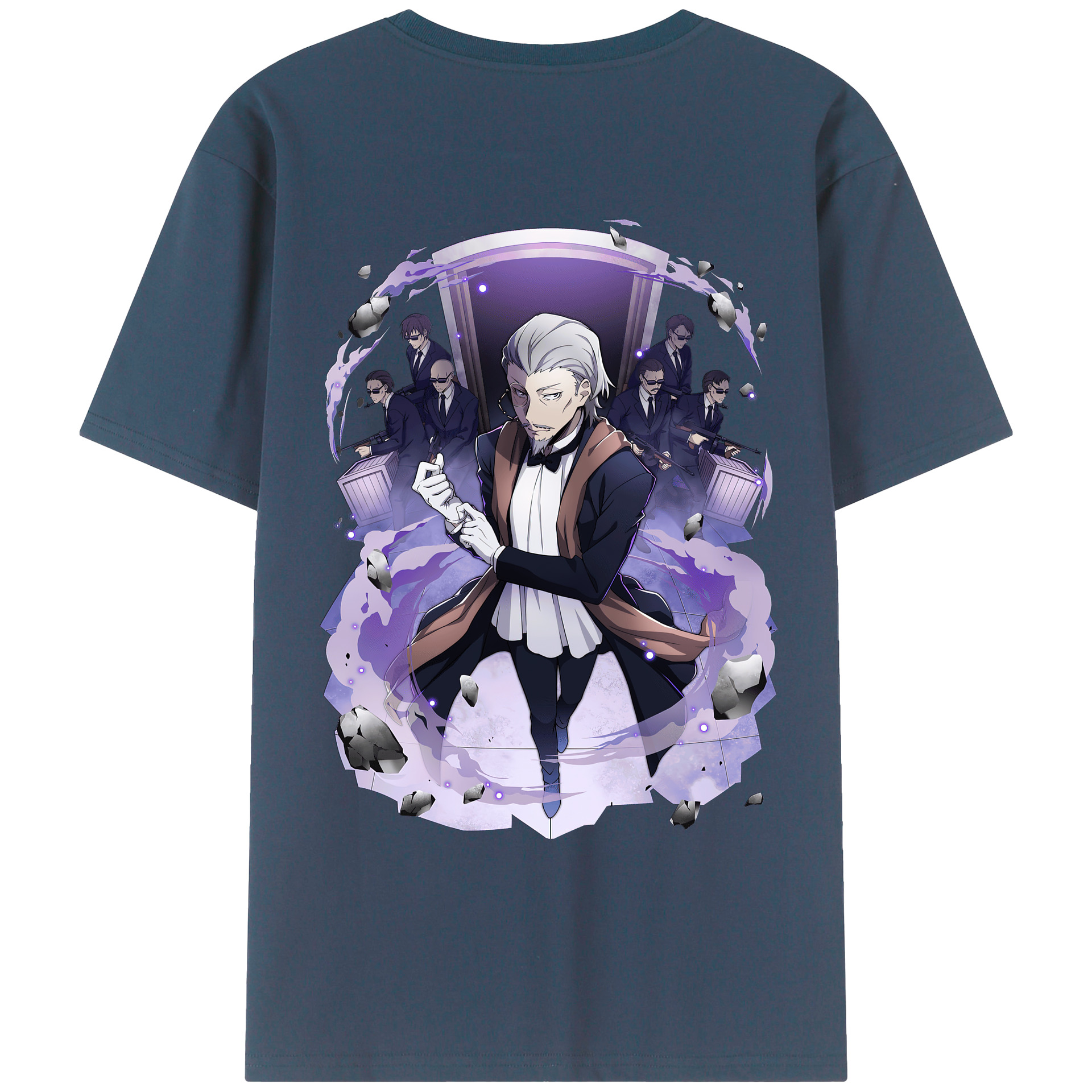（画像用） 文豪ストレイドッグス Bungo Stray Dogs 綿100％ メンズ半袖Tシャツ（バックプリント） 通気性
