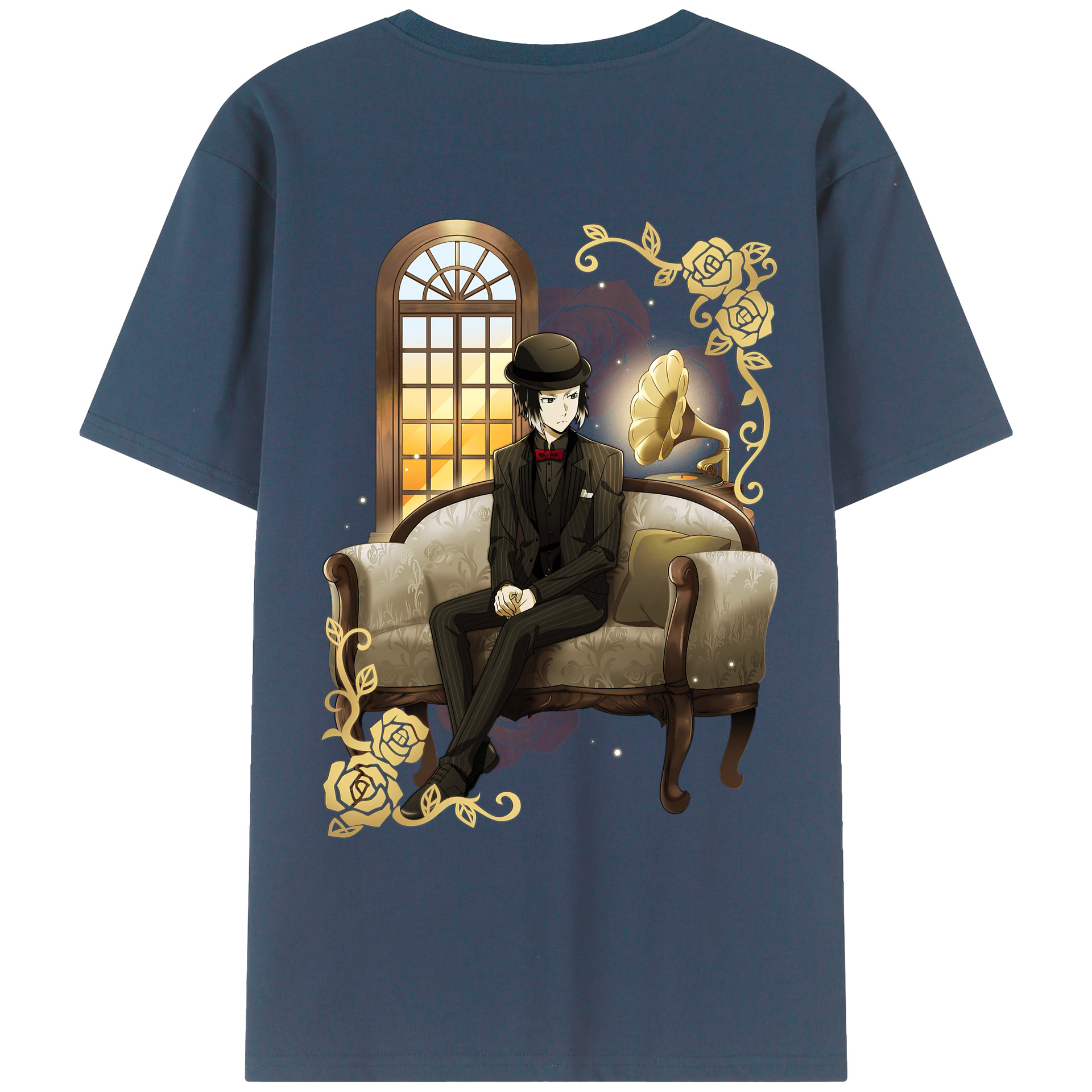 （画像用） 文豪ストレイドッグス Bungo Stray Dogs 綿100％ メンズ半袖Tシャツ（バックプリント） 通気性