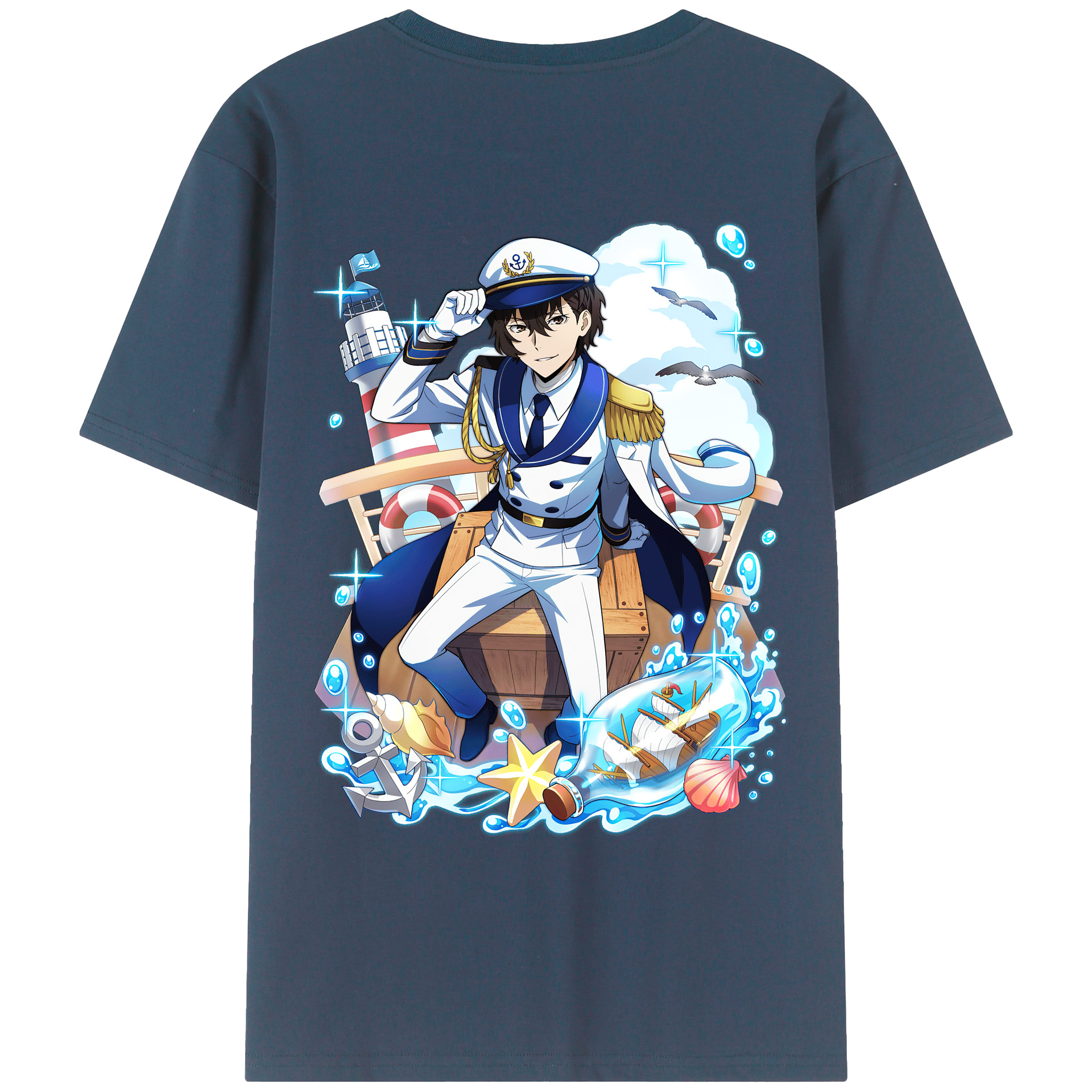 （画像用） 文豪ストレイドッグス Bungo Stray Dogs 綿100％ メンズ半袖Tシャツ（バックプリント） 通気性